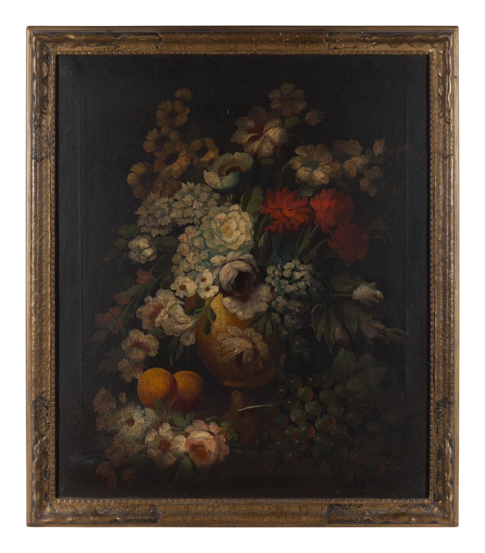 Continental School: Continental School 19th Century Still Life with Flowers oil on canvas 29 1/2 x 24 1/2 inches.