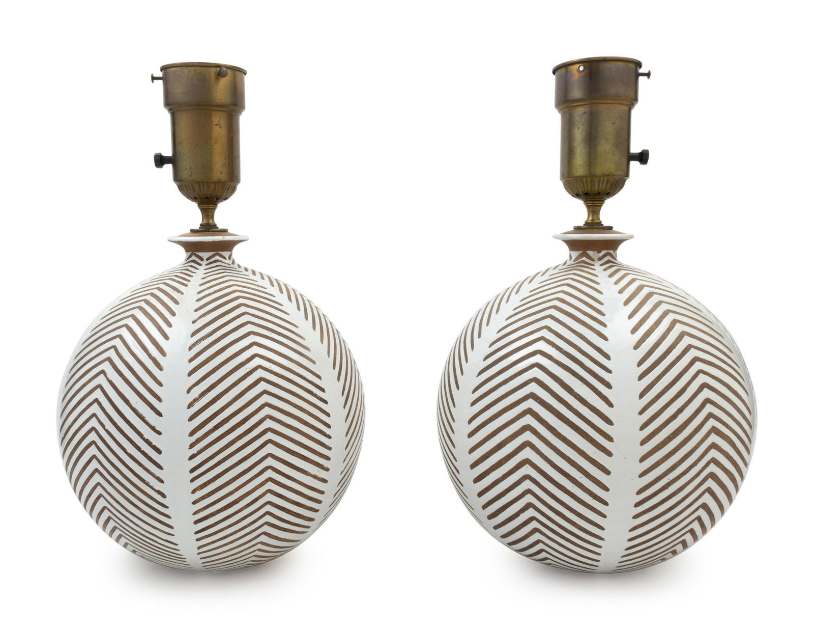 A Pair of Painted Ceramic Table Lamps Height 24 1/4 (1 of 2)