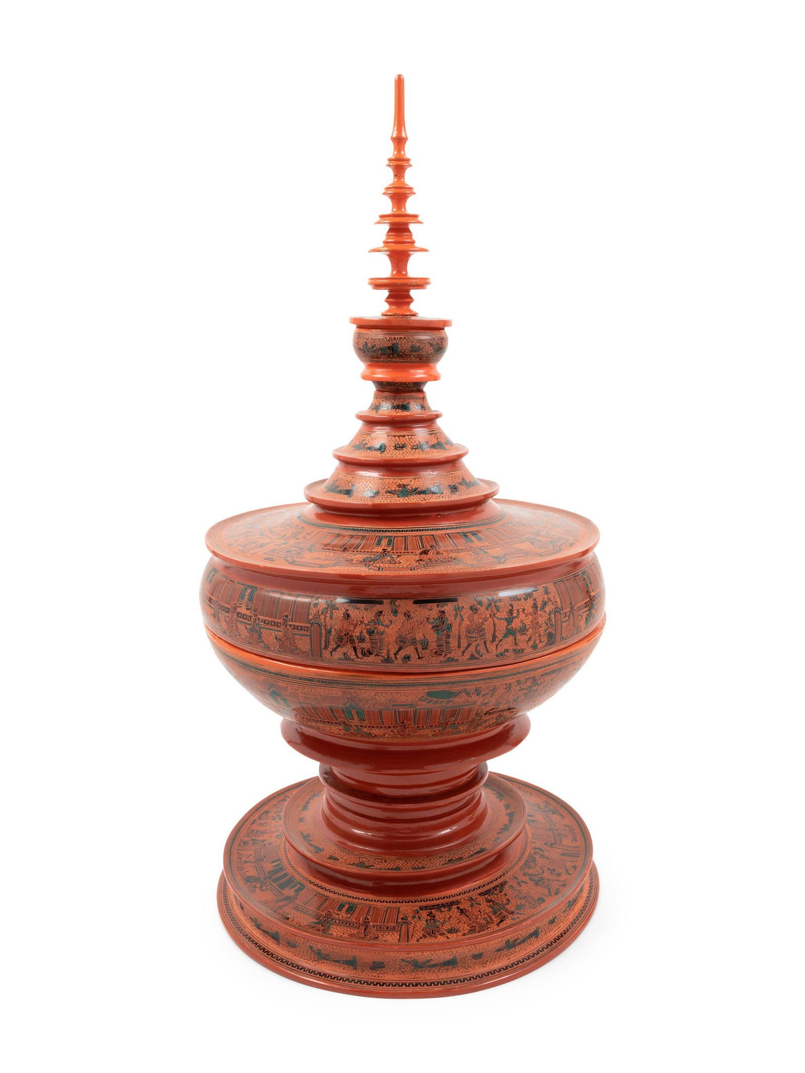 A Burmese Red Lacquer Hsun-ok Height 25 x diameter 12: A Burmese Red Lacquer Hsun-ok 20th Century Height 25 x diameter 12 inches. Property from the Dewar Family Collection, Overland Park, KS