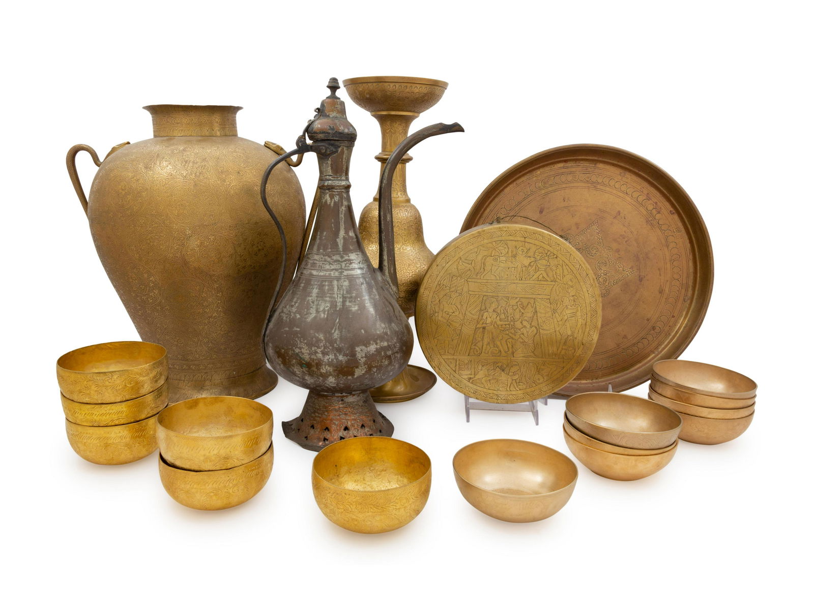 A Group of Middle Eastern Brass Articles Height of (1 of 1)