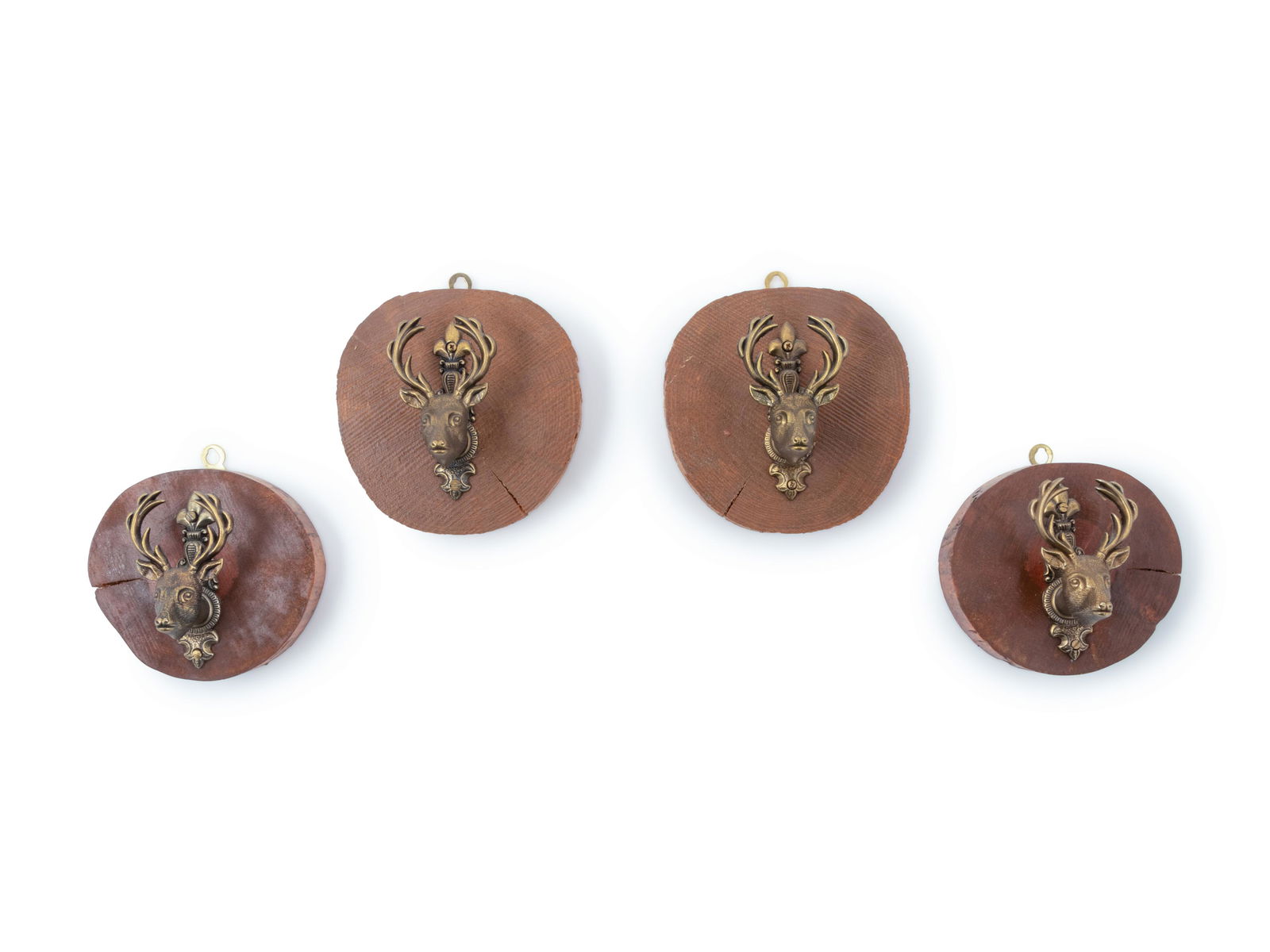 Four Bronze Elk Mounts Height of tallest 5 1/2 inches. (1 of 4)