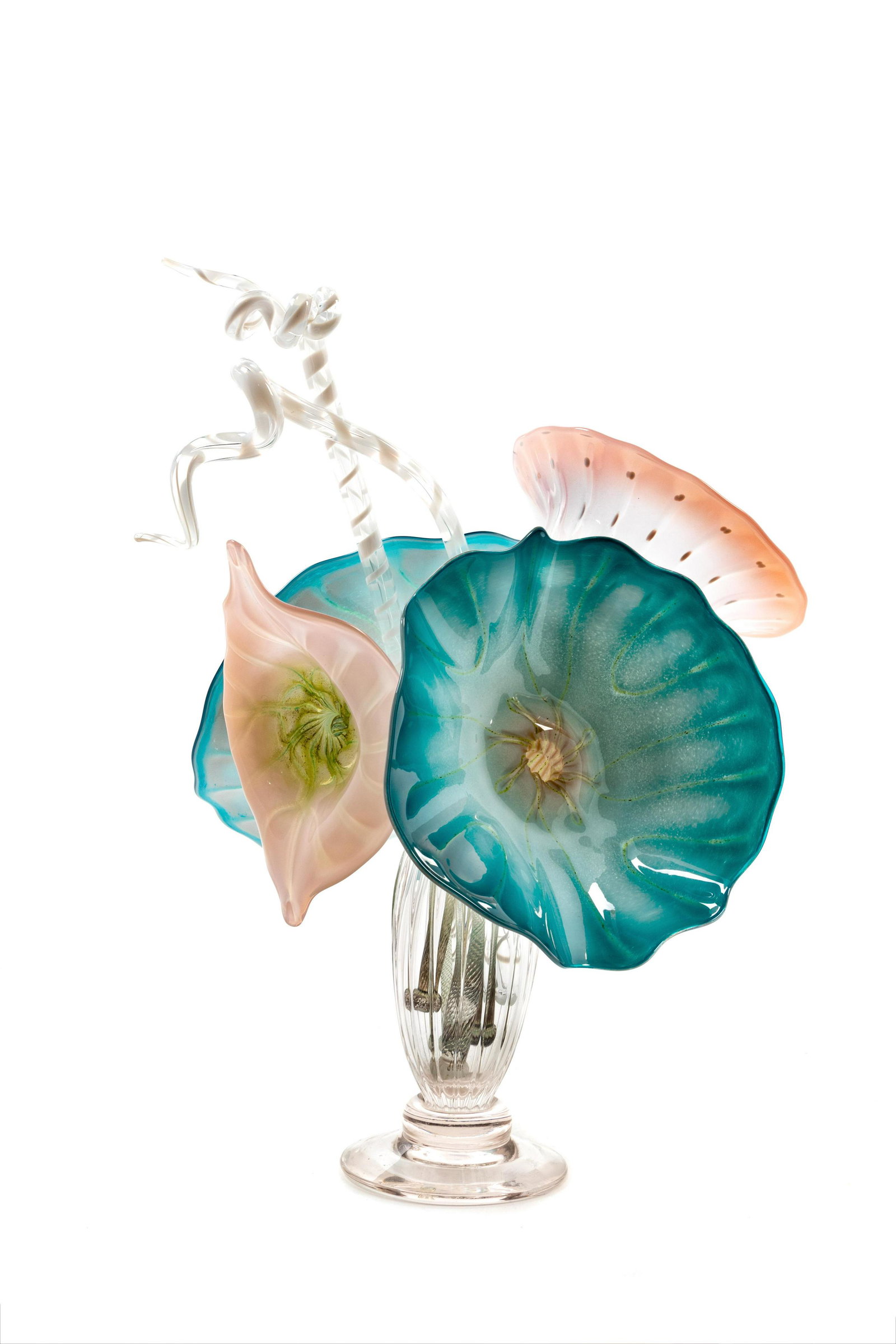 Style of Dale Chihuly Height of vase 7 1/2 inches.: Style of Dale Chihuly 20th Century Floral Vase Arrangement blown glass Height of vase 7 1/2 inches. Property from the Estate of Herbert Wittow, Denver, Colorado