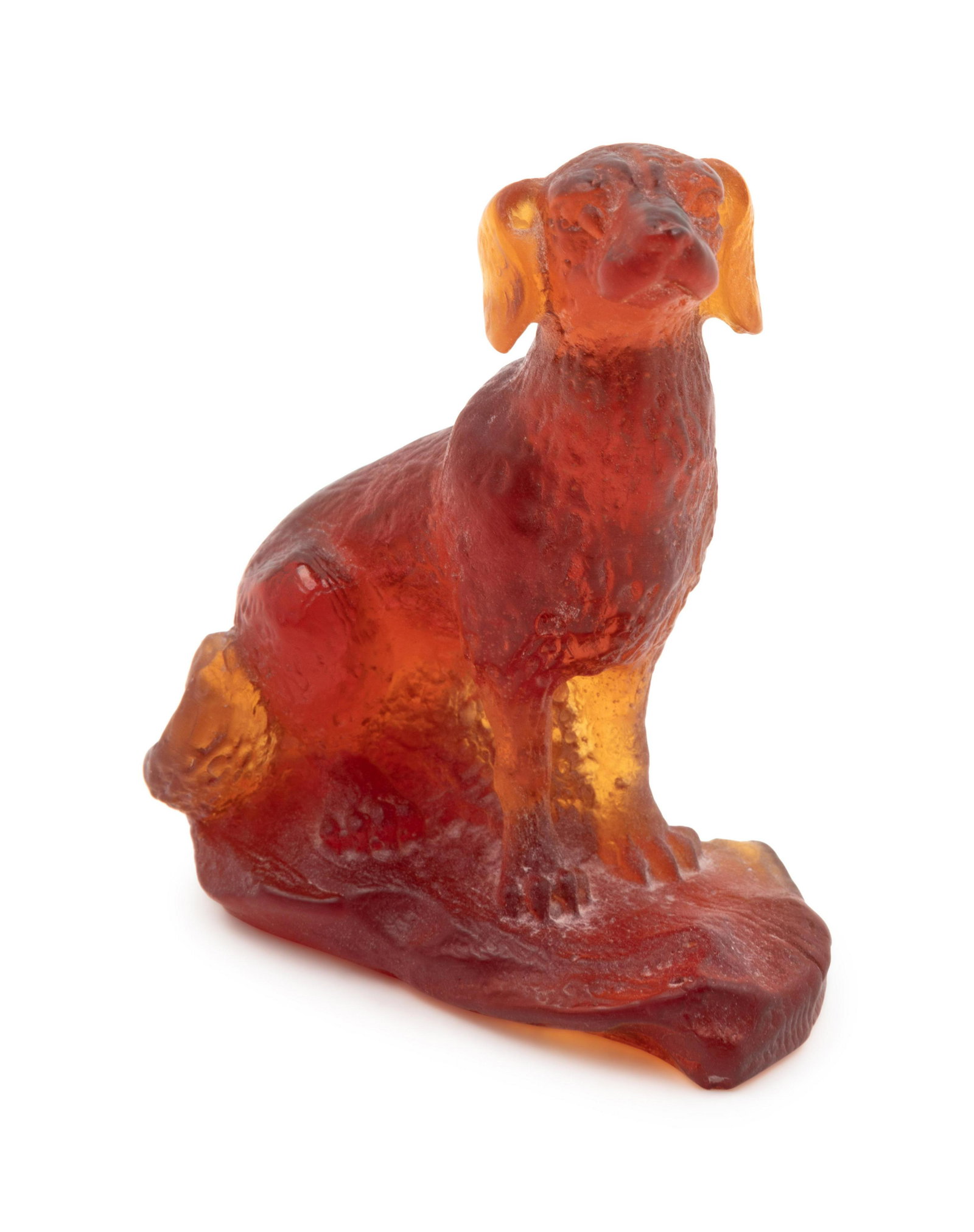 Daum France, Late 20th Century Hound Figurine: Daum France, Late 20th Century Hound Figurine pate-de-verre glass signed Height 3 3/4 inches