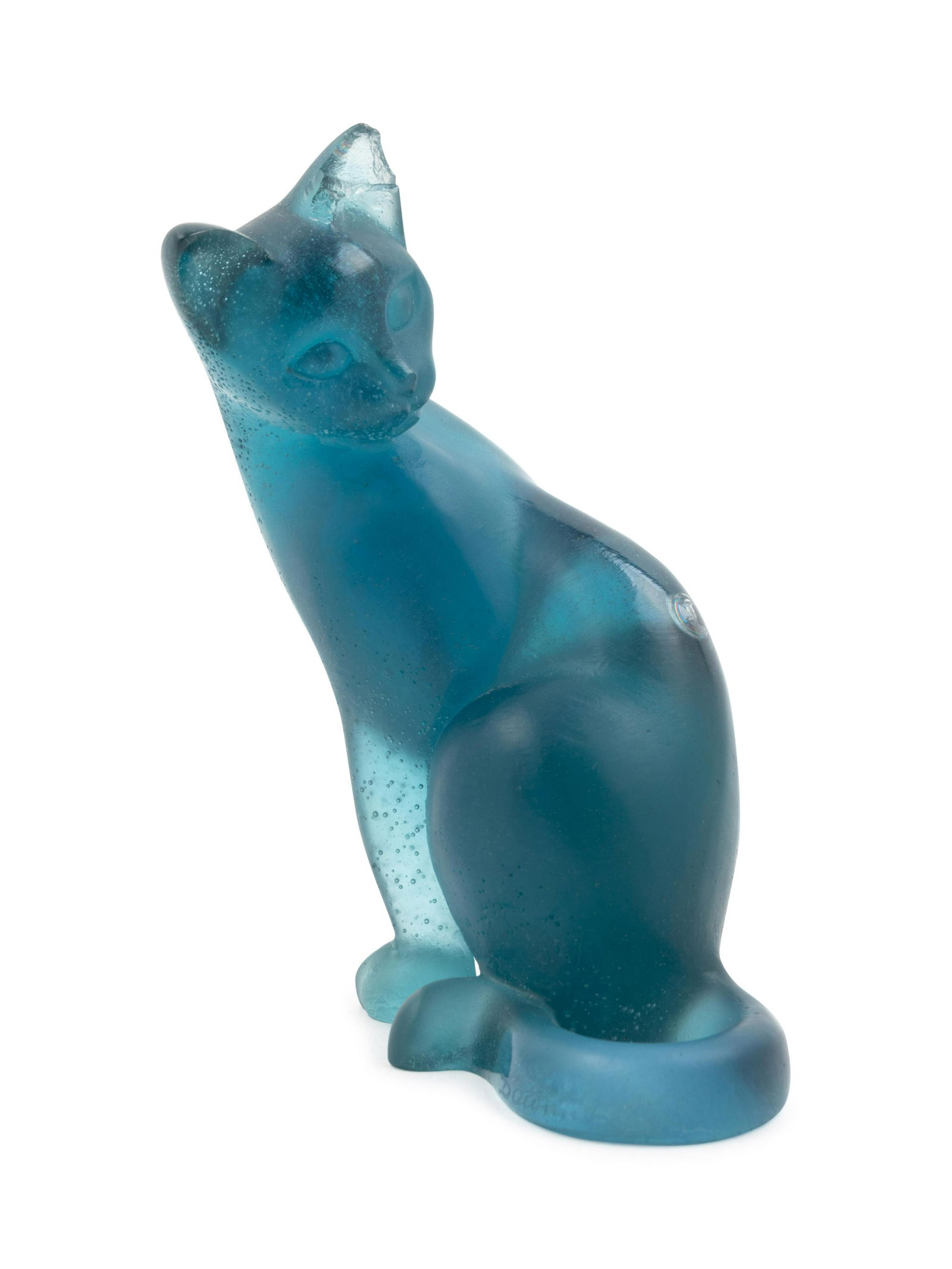 Daum France, Late 20th Century Blue Cat Figurine (1 of 1)