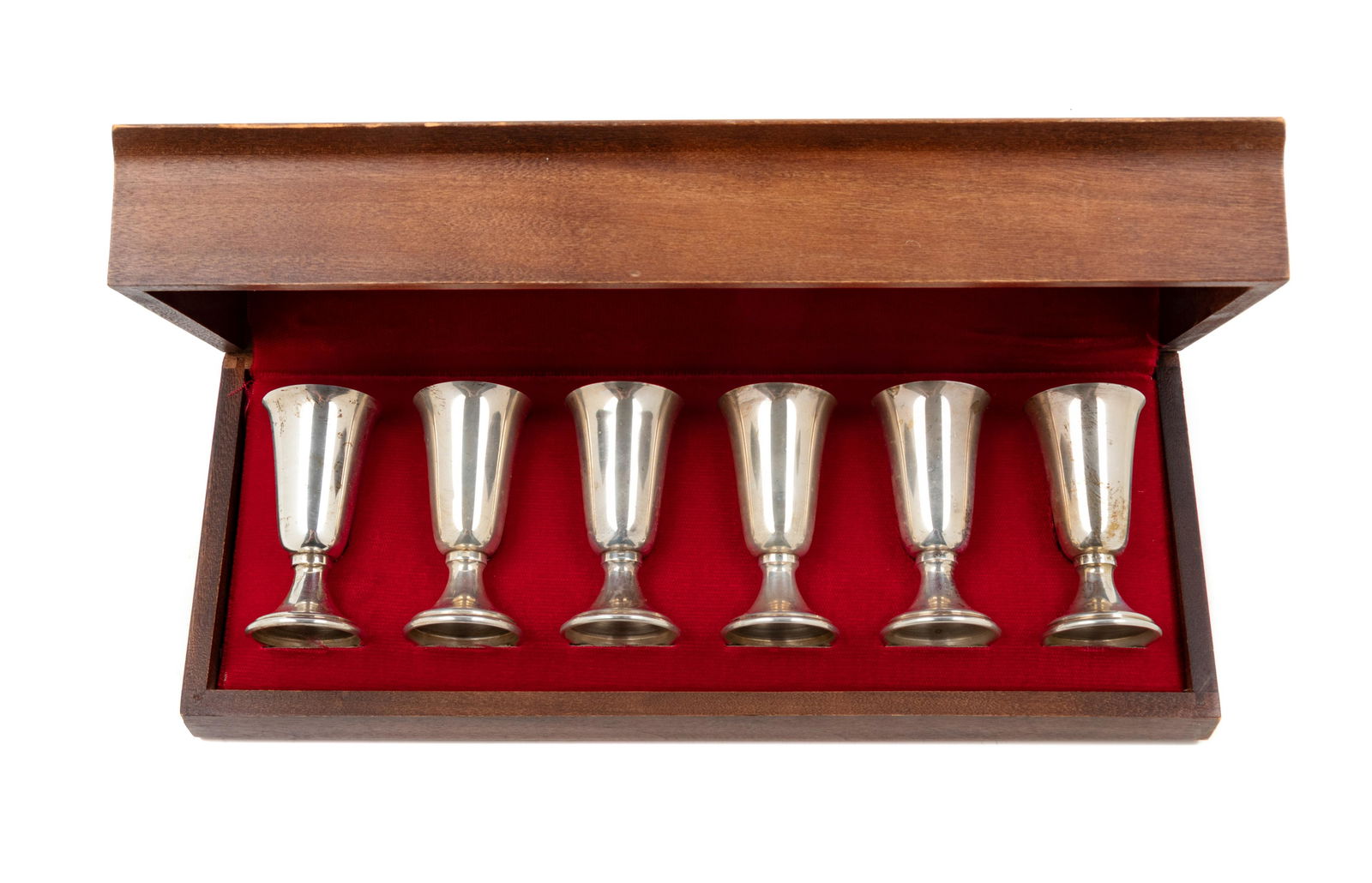 A Set of Six Cased Silver Cordials (1 of 2)
