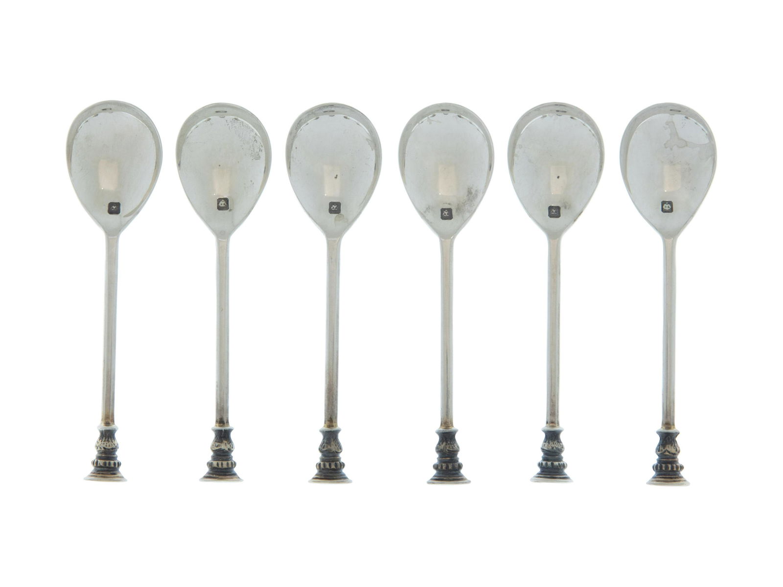 A Set of Six English Silver Seal Spoons,Thomas Bradbury (1 of 2)