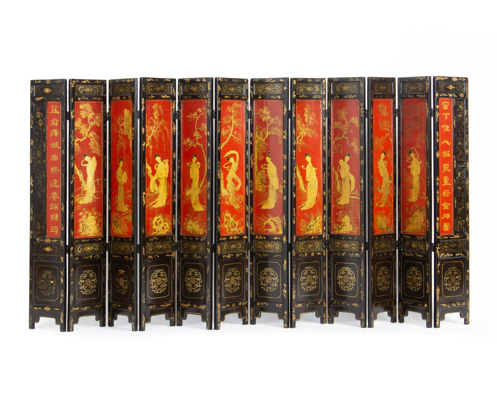A Chinese Lacquered and Parcel Gilt Twelve-Panel Table (1 of 1)