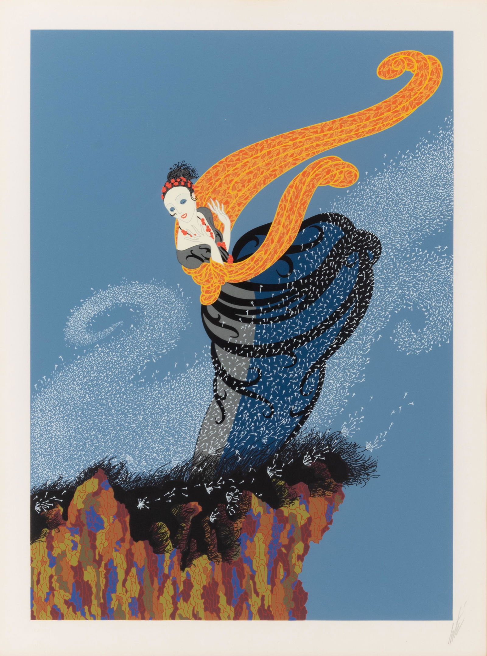 Romain de Tirtoff (Erte) 22 x 29 1/2 inches visible. (1 of 3)