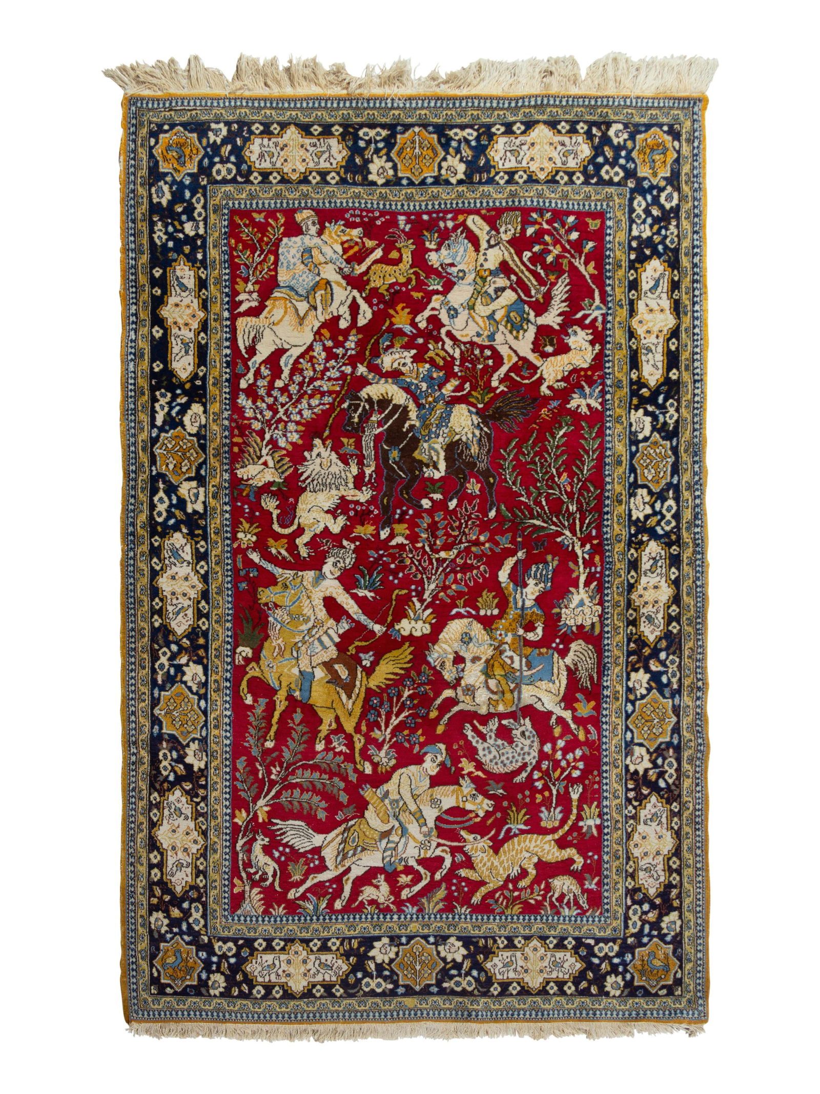 A Kirman Pictorial Wool Rug 7 feet x 4 feet 6 inches. (1 of 1)