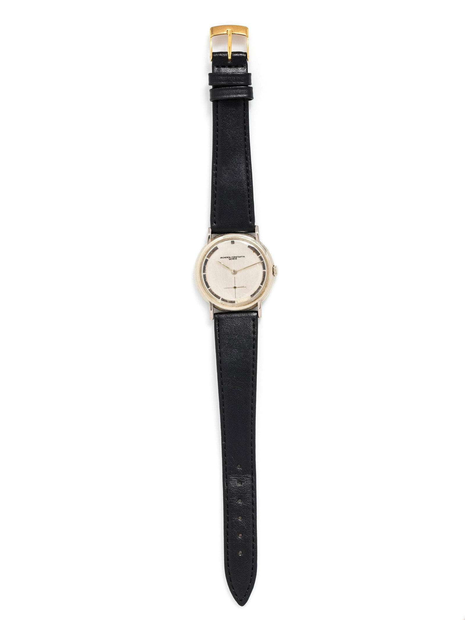VACHERON CONSTANTIN, 18K WHITE GOLD REF. 6399: VACHERON CONSTANTIN, 18K WHITE GOLD REF. 6399 WRISTWATCH 32.00 mm case diameter, matte silvered dial signed VACHERON-CONSTANTIN GENEVE, applied silvered block numerals, silvered baton hands, subdial f