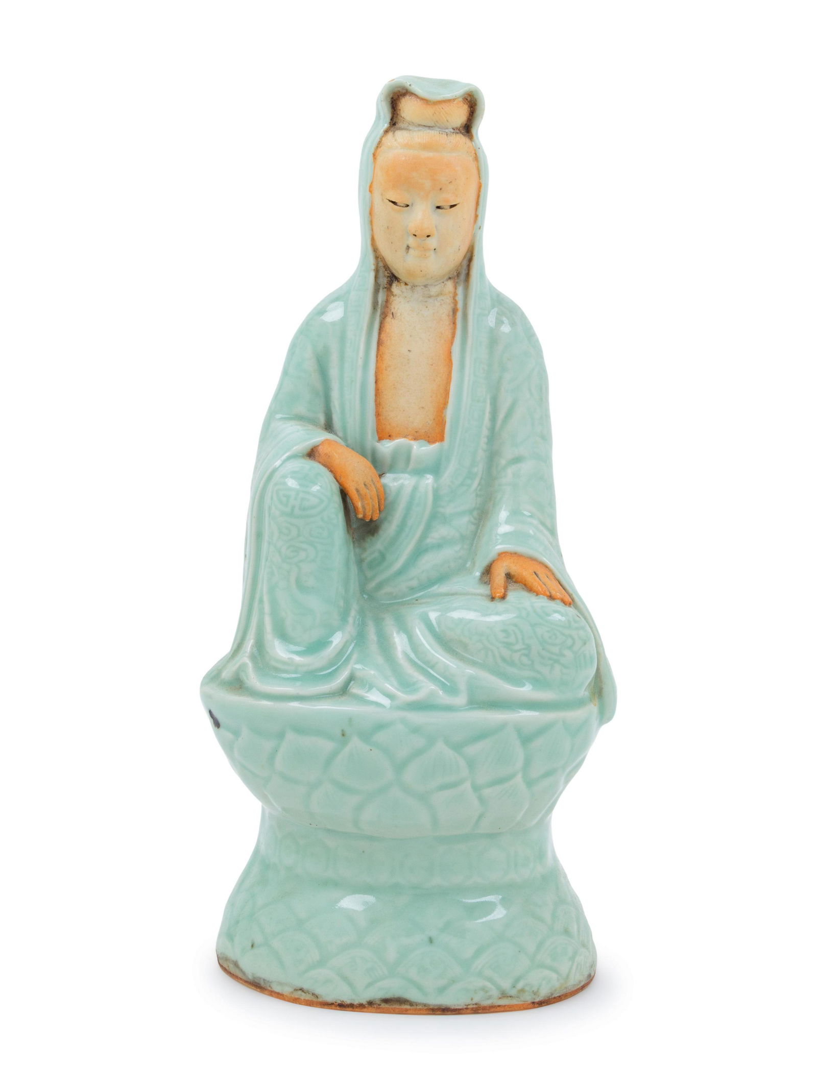 A Longquan Glazed Biscuit Figure of Guanyin Height 12 (1 of 1)