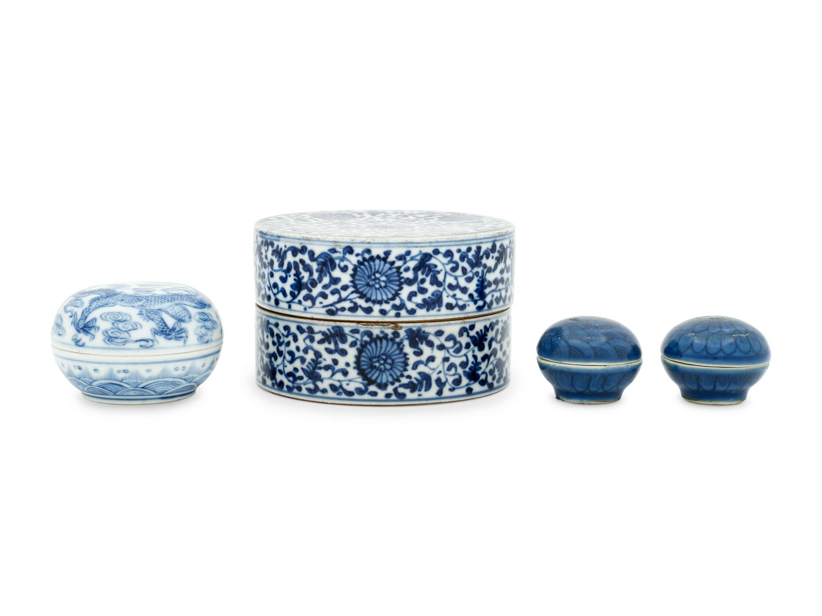 A Group of Four Blue and White Porcelain Covered Ink (1 of 3)