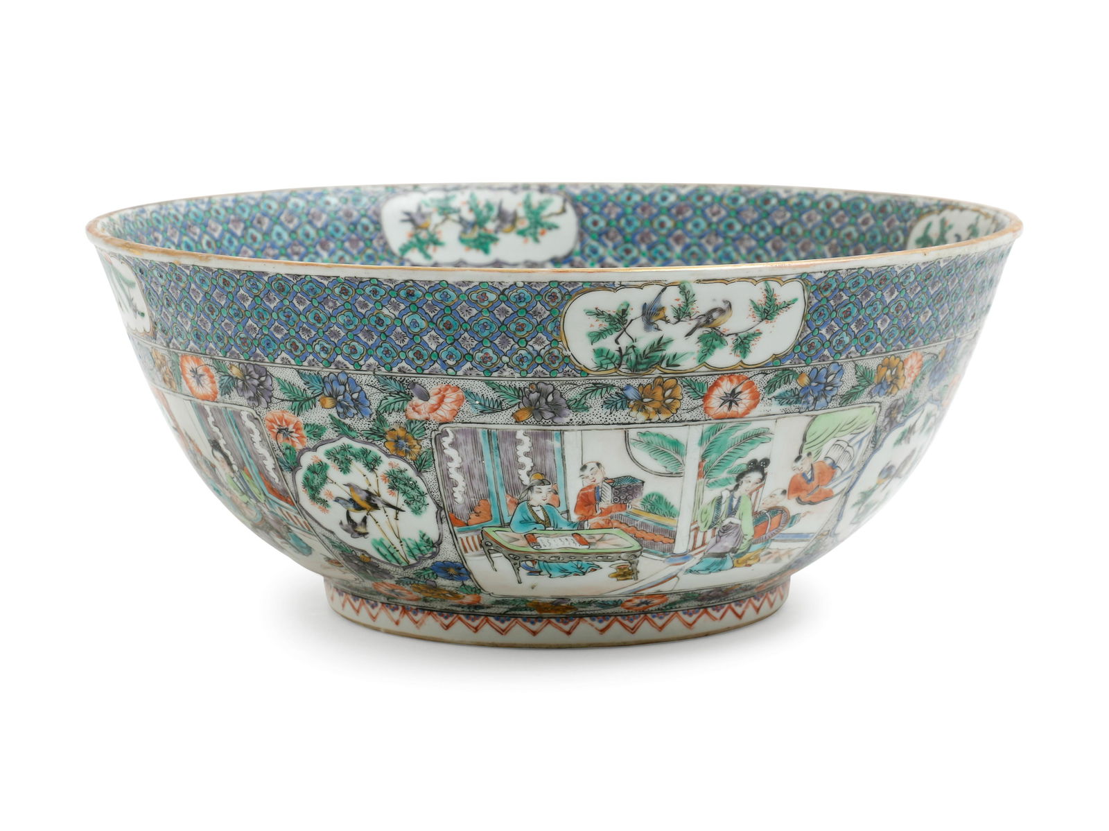 A Large Famille Verte Porcelain Bowl Diam 12 3/4 in., (1 of 3)