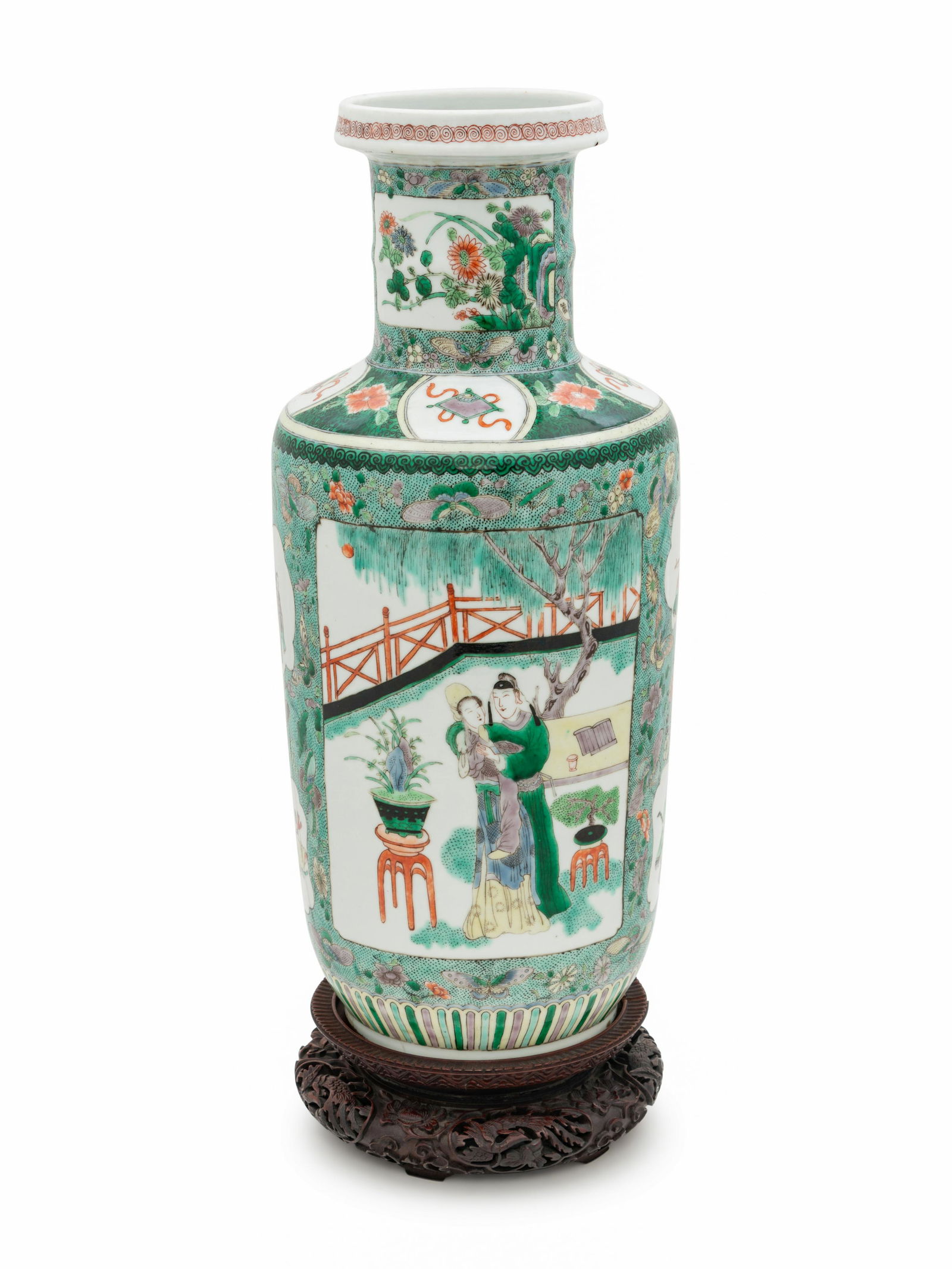 A Famille Verte Porcelain Vase Height 17 1/2 in., 44.5 (1 of 3)