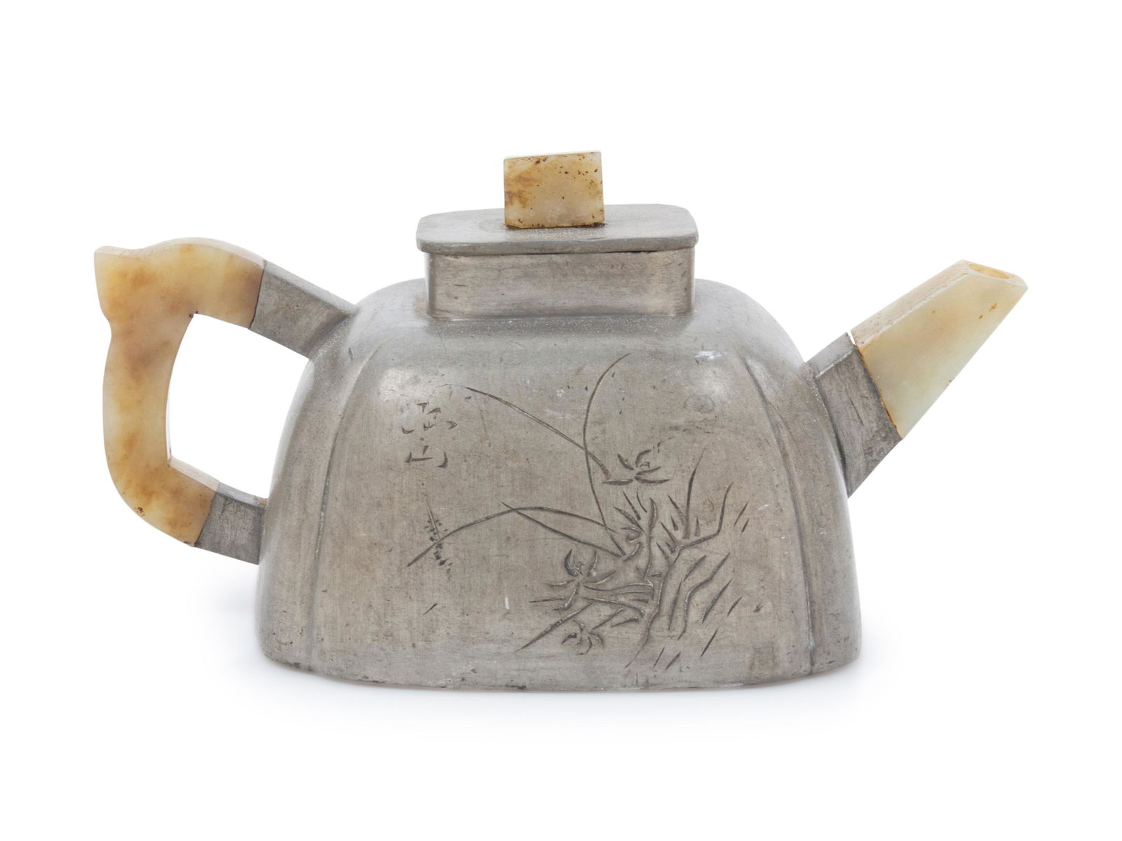 An Yixing Pewter-Encased Teapot Height 3 1/4 in., 8 cm. (1 of 1)