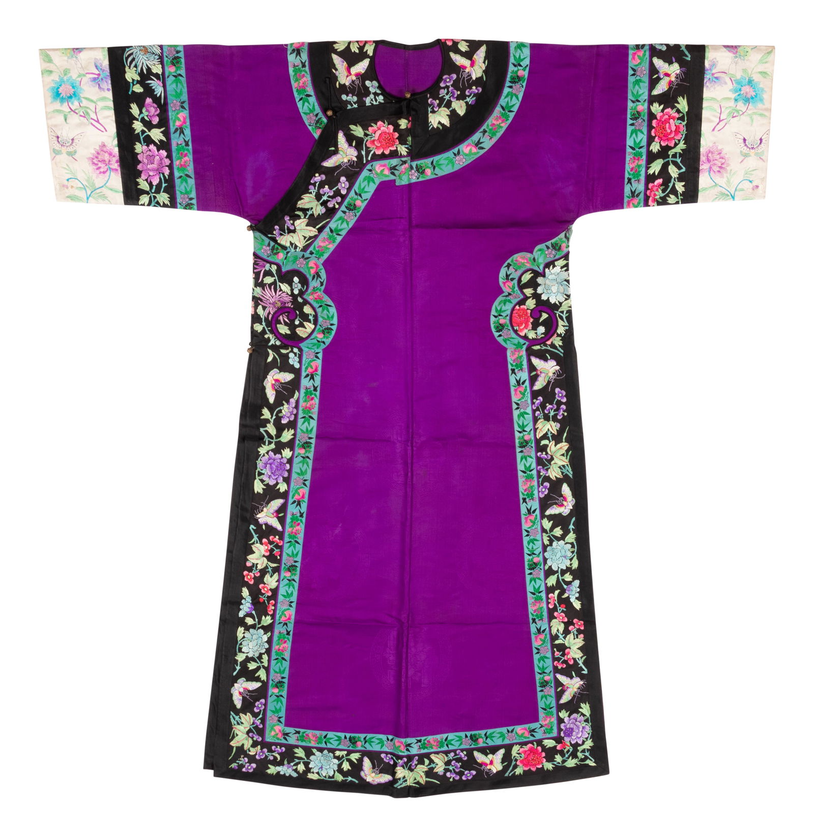 A Purple Ground Embroidered Silk Manchu Lady (1 of 3)