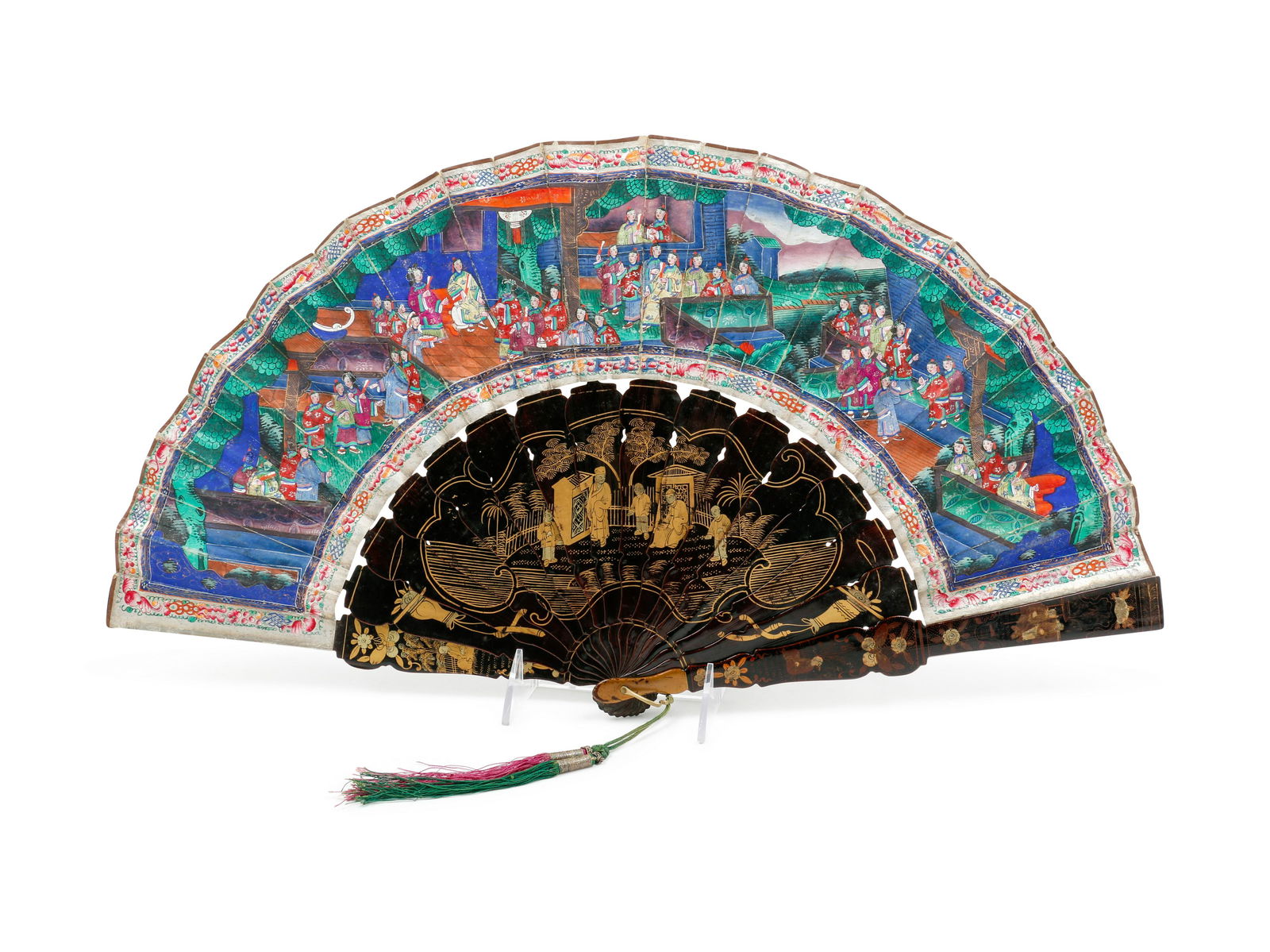 A Chinese Export Folding Fan Width 20 1/2 in., 50.8 cm. (1 of 4)