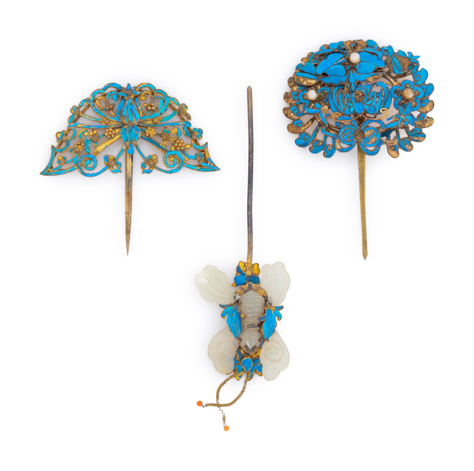 Three Kingfisher Feather Hair Pins (1 of 3)