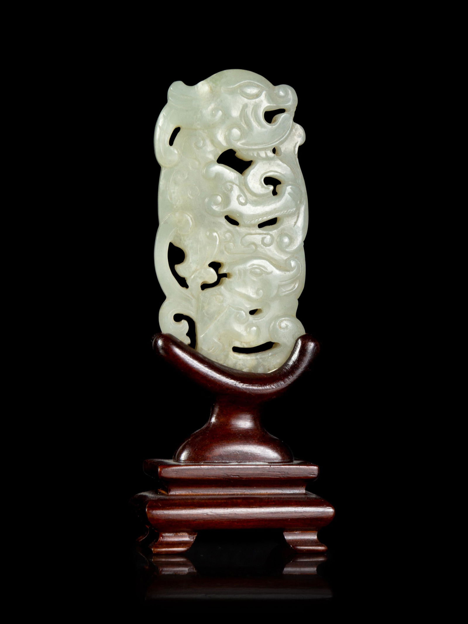 A Pale Celadon Jade 'Phoenix' Pendant Height 2 1/2 in., (1 of 1)