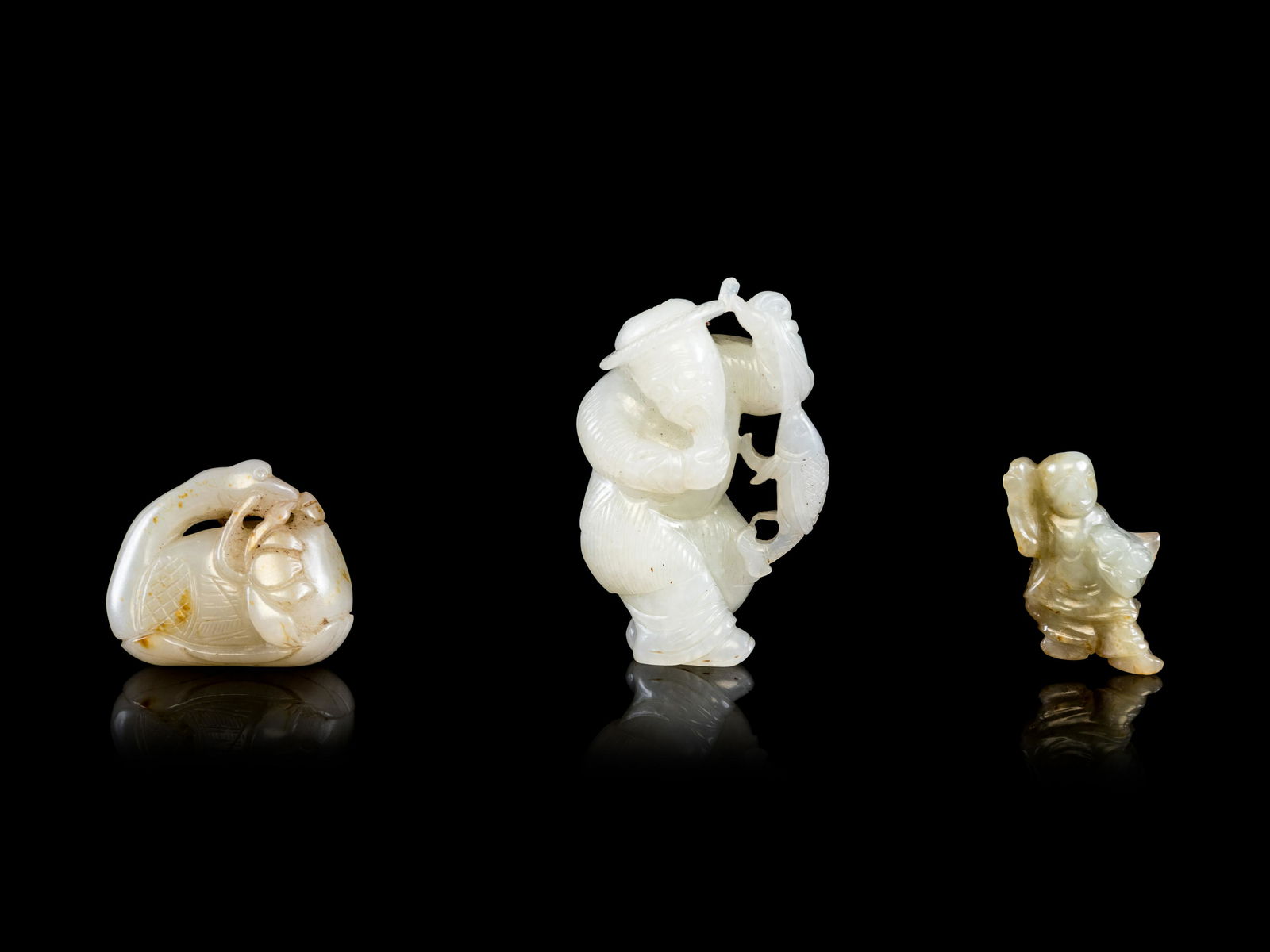 Three Jade Carvings Length of largest 2 in., 5.08 cm. (1 of 3)