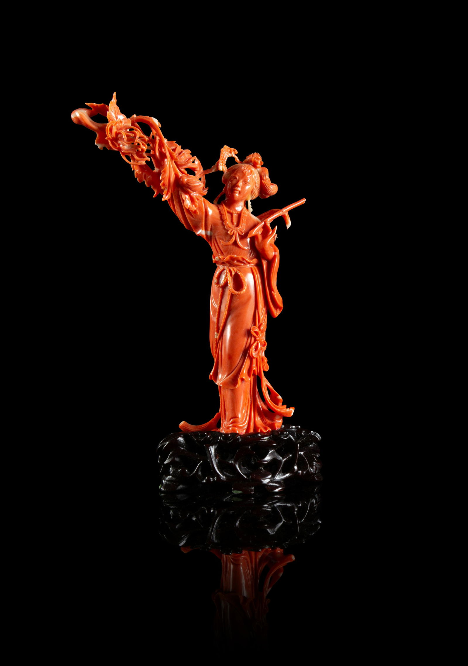 A Red Coral Figure of a Lady Height 6 in., 15 cm. (1 of 2)