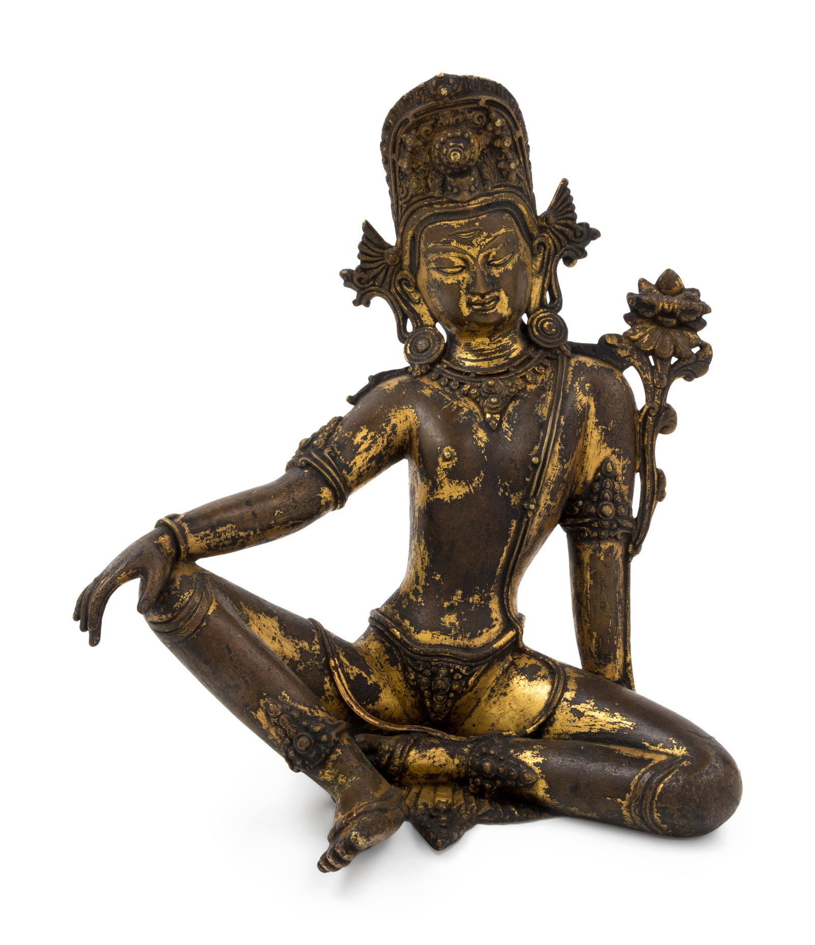 A Parcel-Gilt Bronze Figure of Indra (1 of 2)