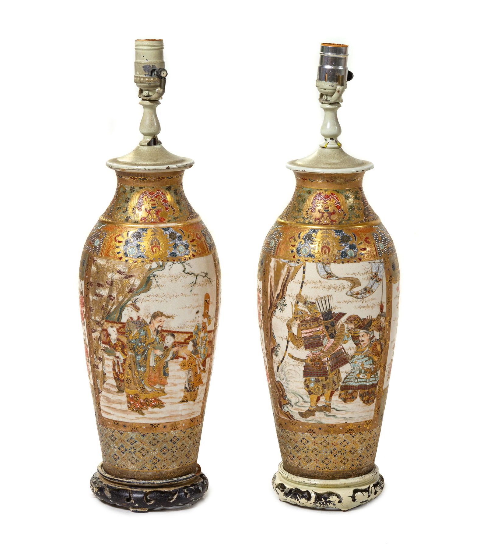 A Pair of Japanese Satsuma Vases Height of each 14 in., (1 of 1)