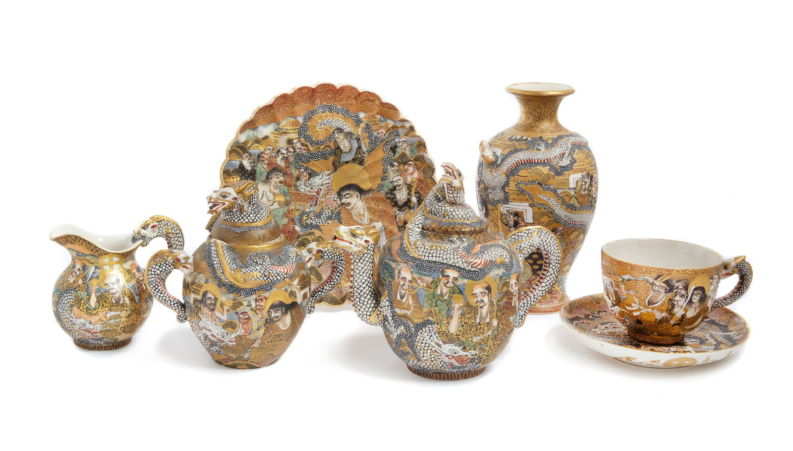 Six Japanese Satsuma Wares Diam of largest 6 1/4 in., (1 of 3)