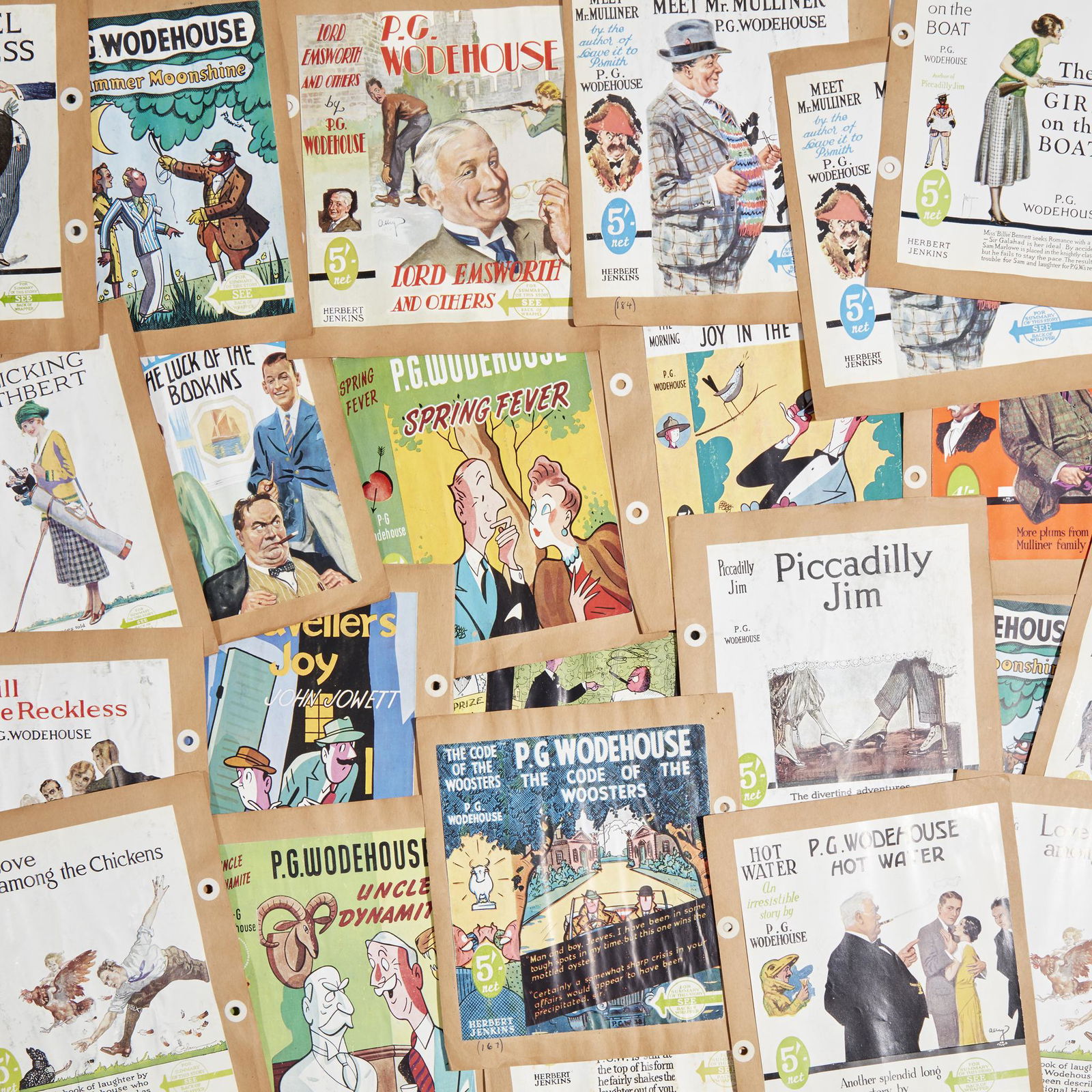 Wodehouse, P.G., Collection of 83 Dust-Jacket Samples (1 of 1)