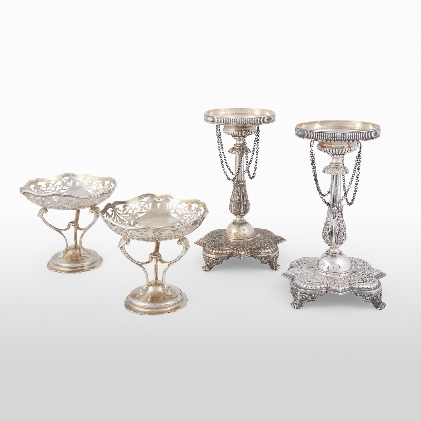 A pair of sterling silver compotes and a tall pair of (1 of 1)