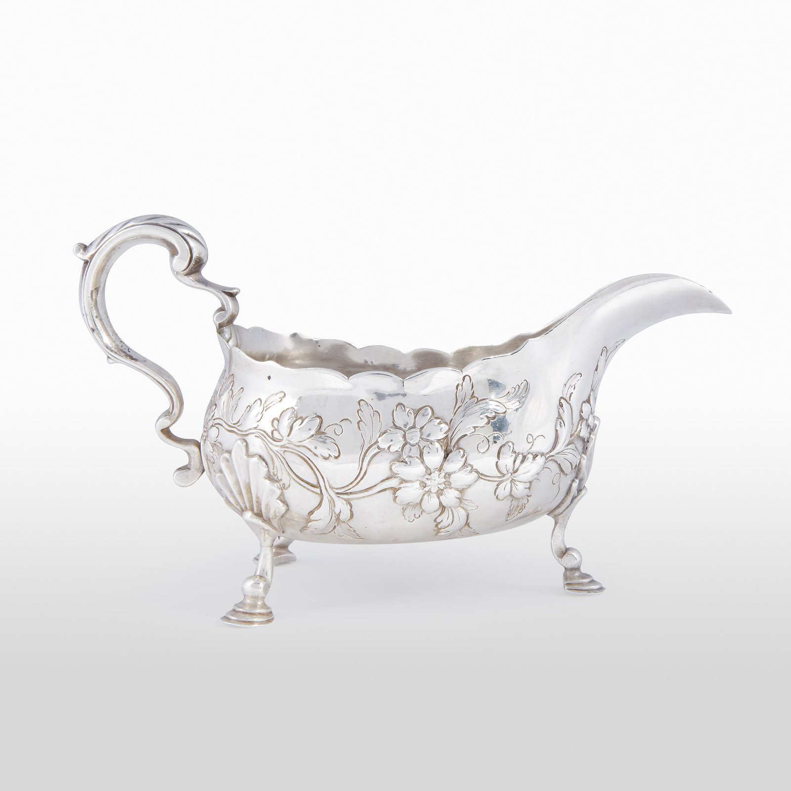 George II silver sauceboat, Alexander Johnston, London, (1 of 1)