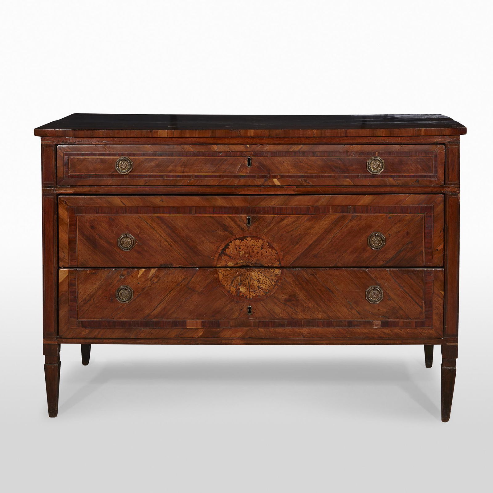 Italian walnut inlaid chest of drawers, 18th century (1 of 1)