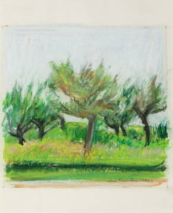 Jane Freilicher (American, 1924-2014) Untitled: Jane Freilicher (American, 1924-2014) Untitled (Orchard), 1967 pastel on paper signed Jane Freilicher and dated (lower right) 11 ¼ x 9 inches.