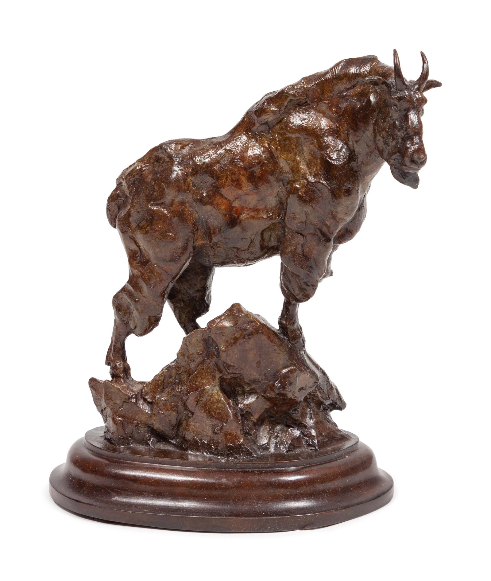 Tim Shinabarger (American, b. 1966) Northern Mountain: Tim Shinabarger (American, b. 1966) Northern Mountain Goat, edition 79/150, bronze, signed Shinabarger and numbered (base) height 6 1/2 x width 4 3/4 x depth 3 inches