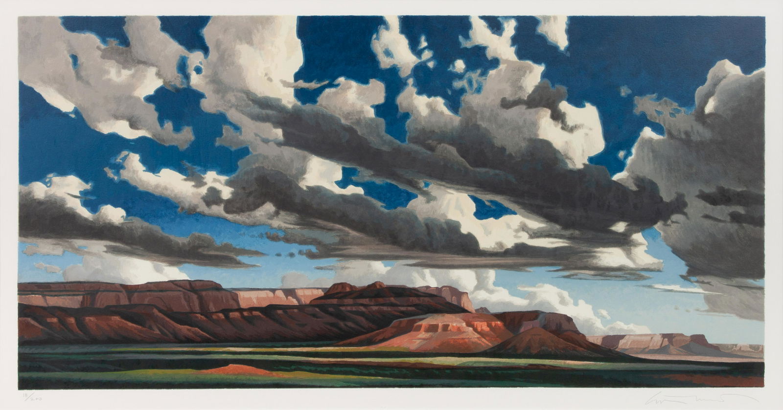 Ed Mell (American, b. 1942) Vermilion Cliffs, edition: Ed Mell (American, b. 1942) Vermilion Cliffs, edition 18/200, lithograph, signed Ed Mell (lower right) and numbered (lower left) 20 x 40 inches