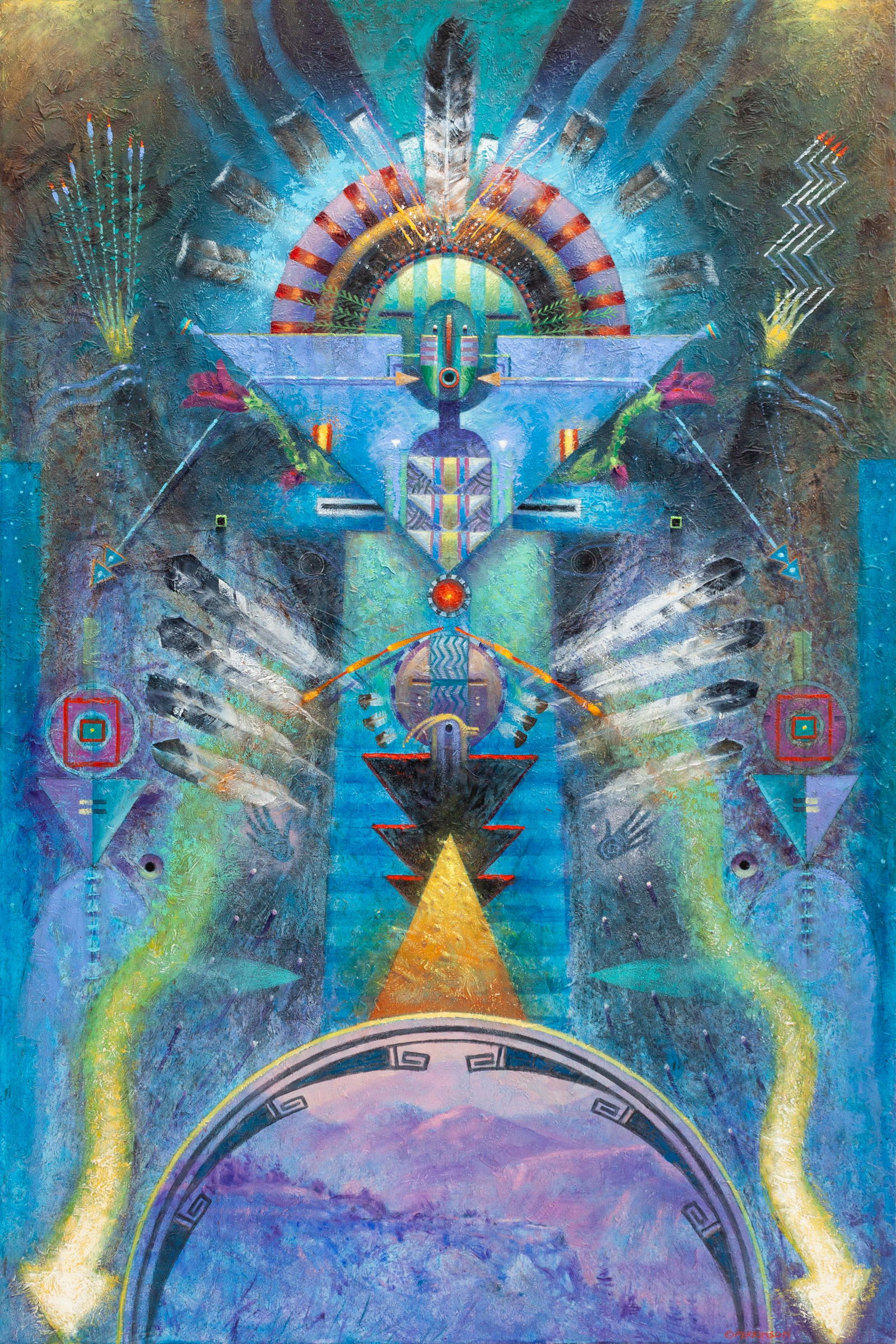 Tom Perkinson (American, b. 1940) Arrow Dance: Tom Perkinson (American, b. 1940) Arrow Dance, acrylic on canvas, signed Perkinson (lower right) 60 x 48 inches Property from a Private Estate, Scottsdale, Arizona