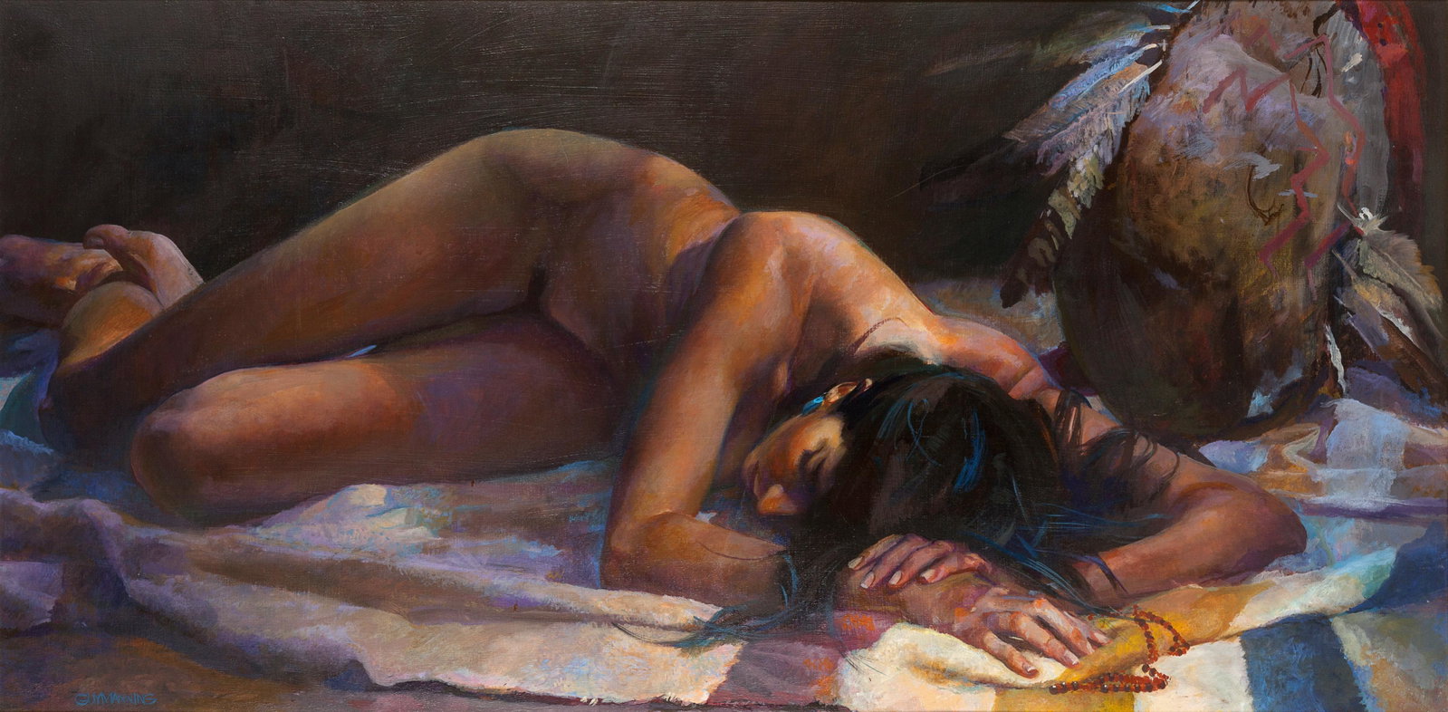 Guy Manning (American, 1936-2017) Warrior's Bride: Guy Manning (American, 1936-2017) Warrior's Bride, oil on canvas, signed G. Manning (lower left) 32 x 56 inches