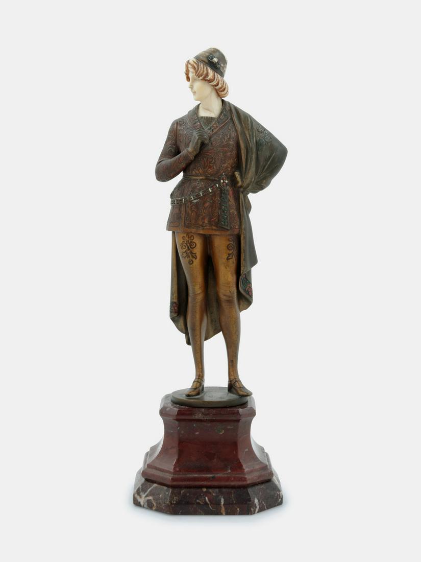 Hans Keck (Austrian, 1875-1941) Figural Sculpture of a: Hans Keck (Austrian, 1875-1941) Figural Sculpture of a Man in Renaissance Costume bronze, bone signed H 11 1/2 inches