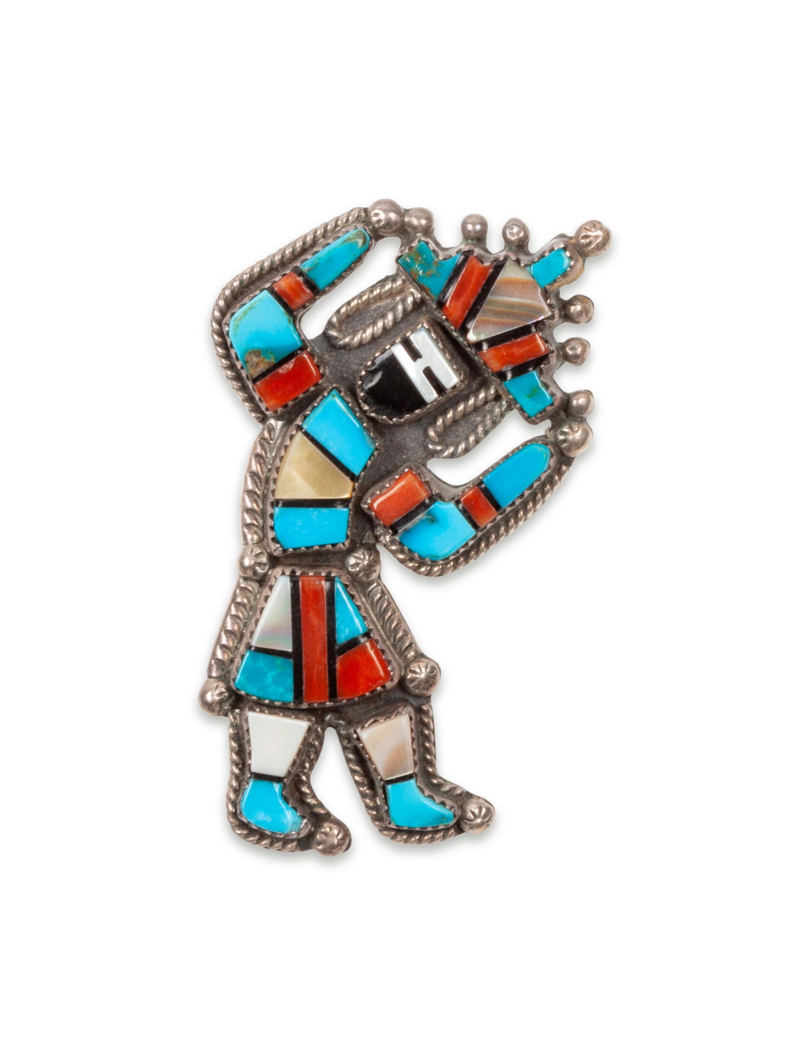 Zuni Silver and Mosaic Inlay Rainbow Man Ring  face (1 of 2)
