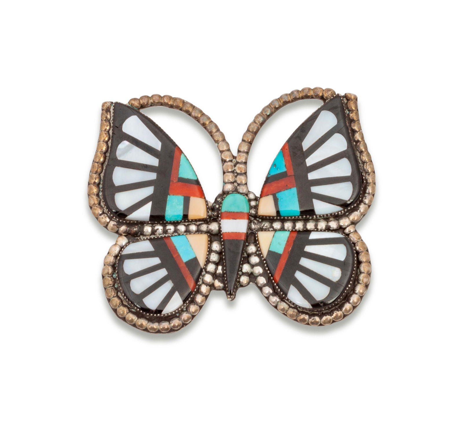 Zuni Silver and Mosaic Inlay Butterfly Brooch / Pendant (1 of 1)