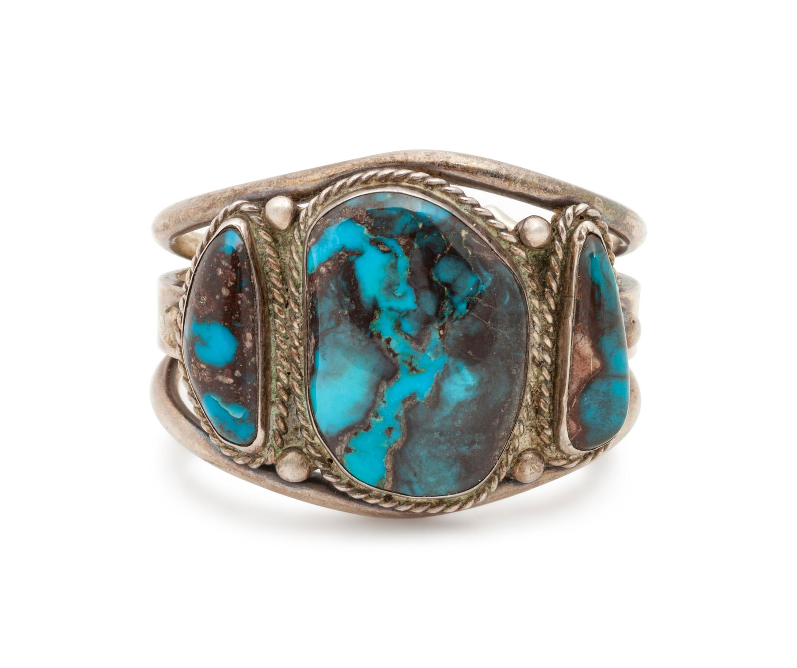 Navajo Silver and Turquoise Cuff Bracelet cuff width 2 (1 of 2)