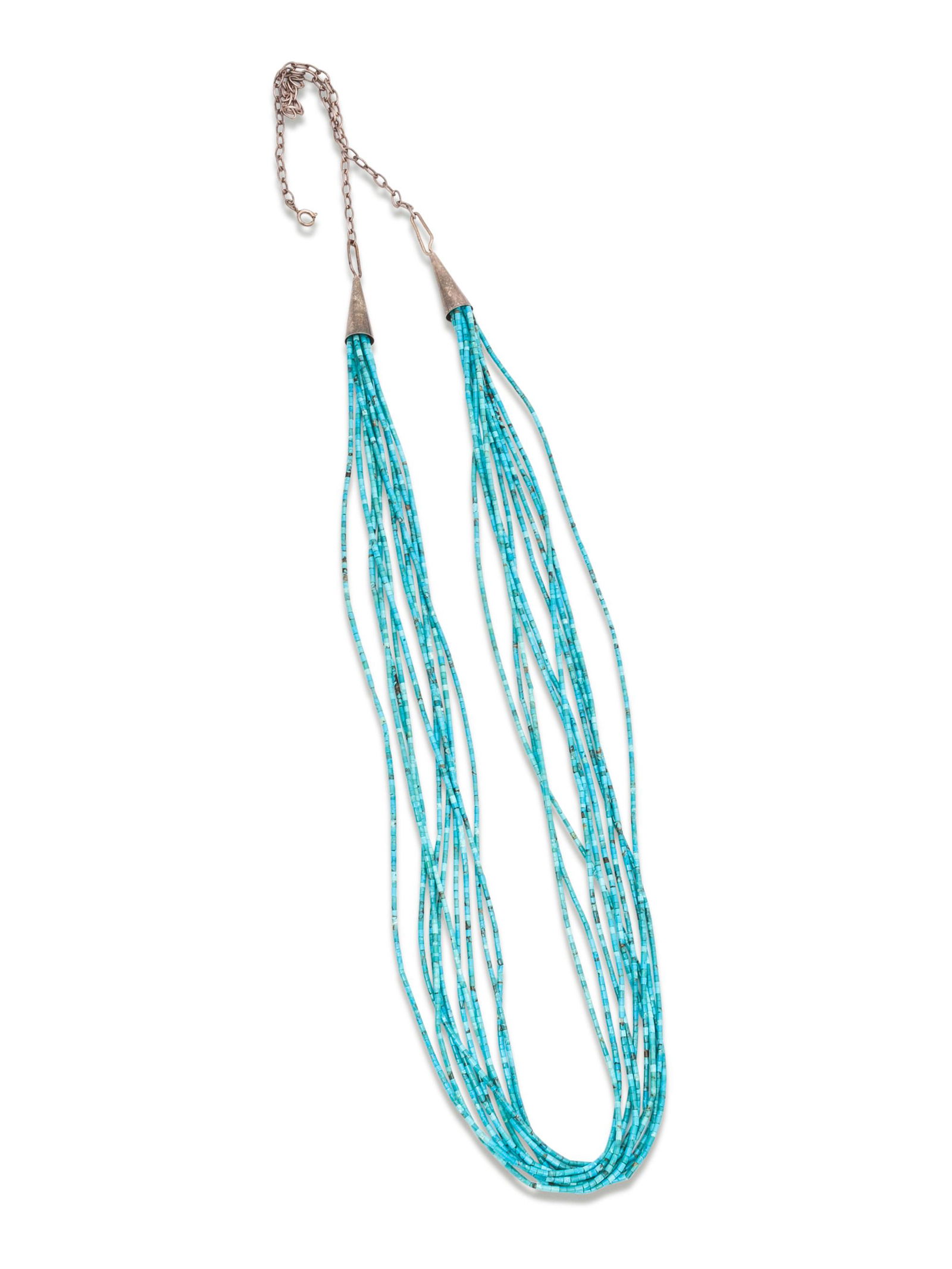 Pueblo Multi-Strand Rolled Turquoise Necklace length 38 (1 of 1)