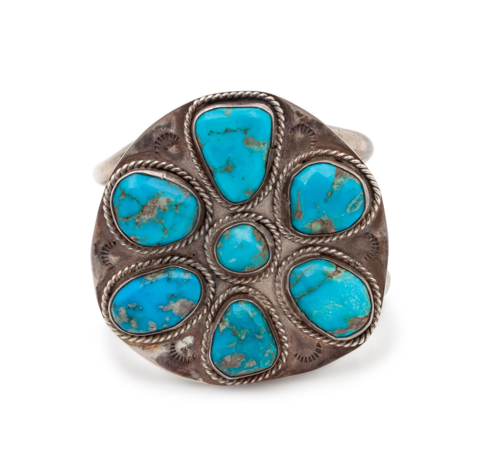 Navajo Silver and Turquoise Cluster Cuff Bracelet  cuff (1 of 2)