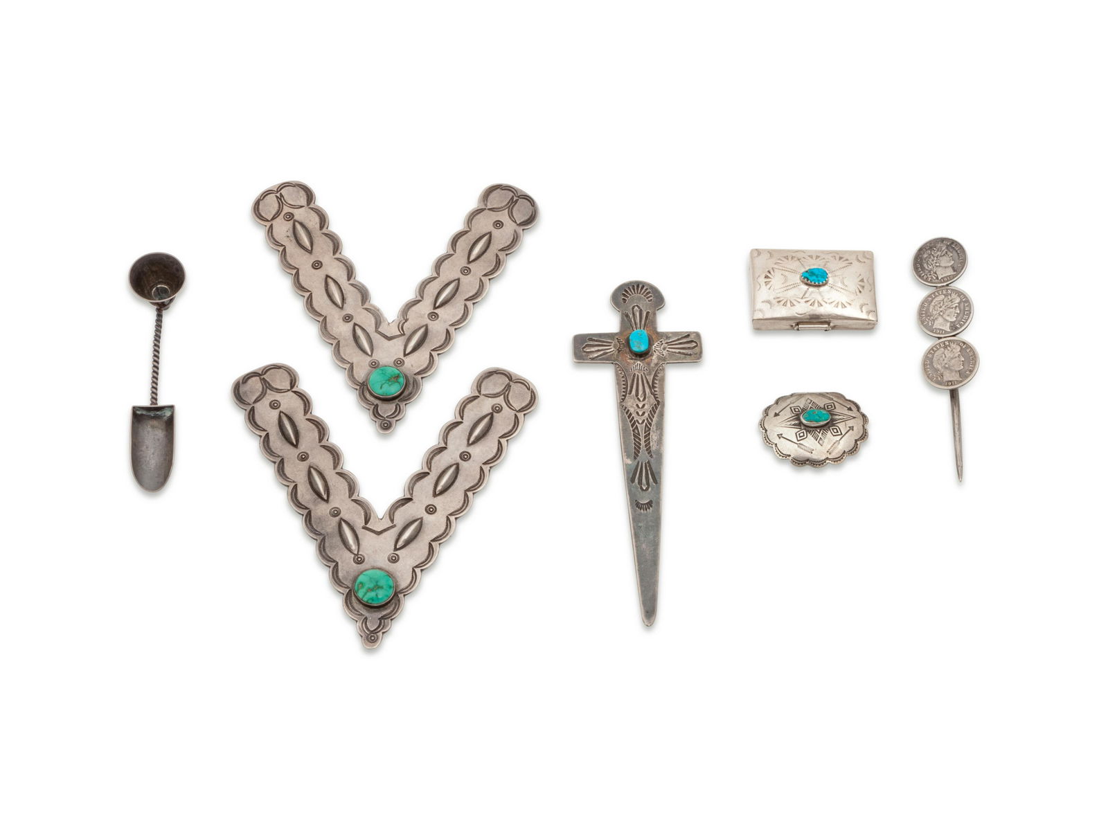 Collection of Navajo Stamped Silver Objects (1 of 1)