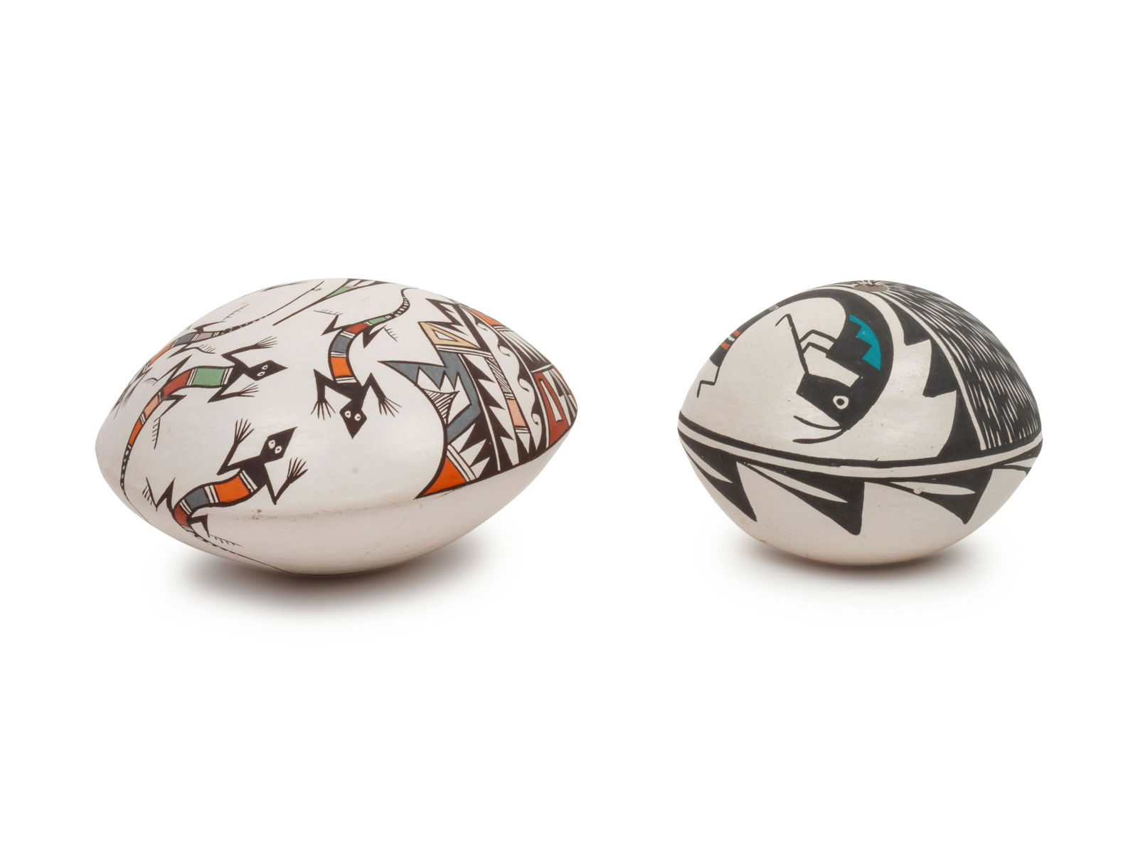 Acoma Polychrome Seed Jars  largest height 2 1/2 x (1 of 3)