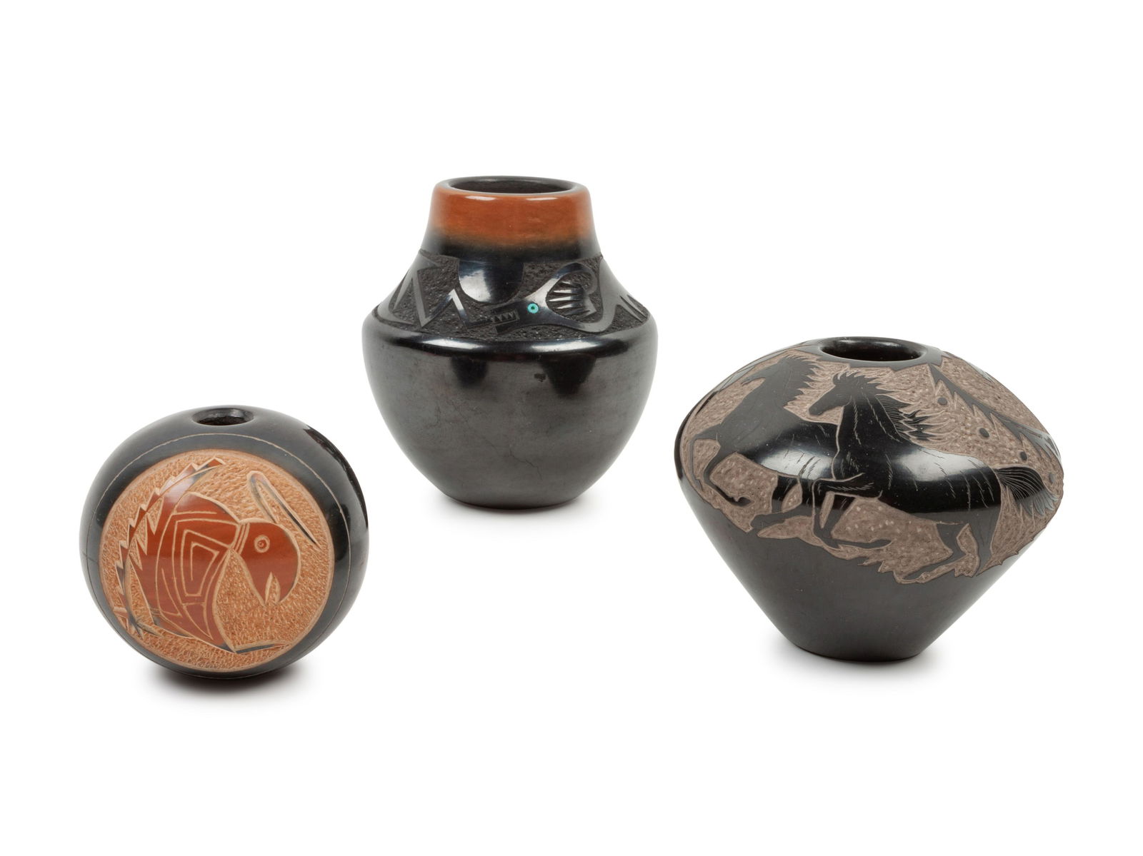 Three Santa Clara and San Ildefonso Black and Sienna (1 of 1)