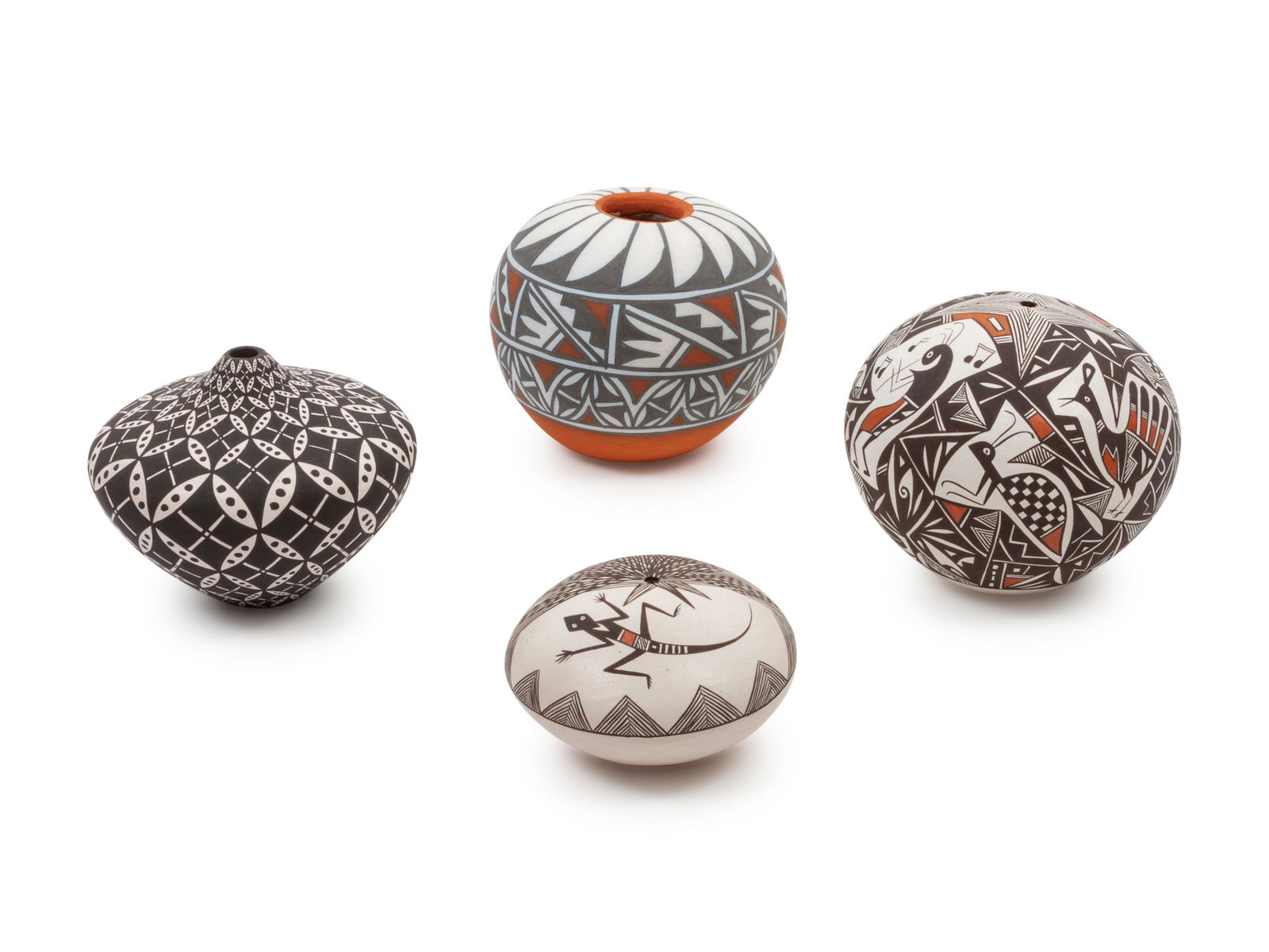 Four Acoma Pottery Miniatures largest height 2 1/2 x (1 of 1)