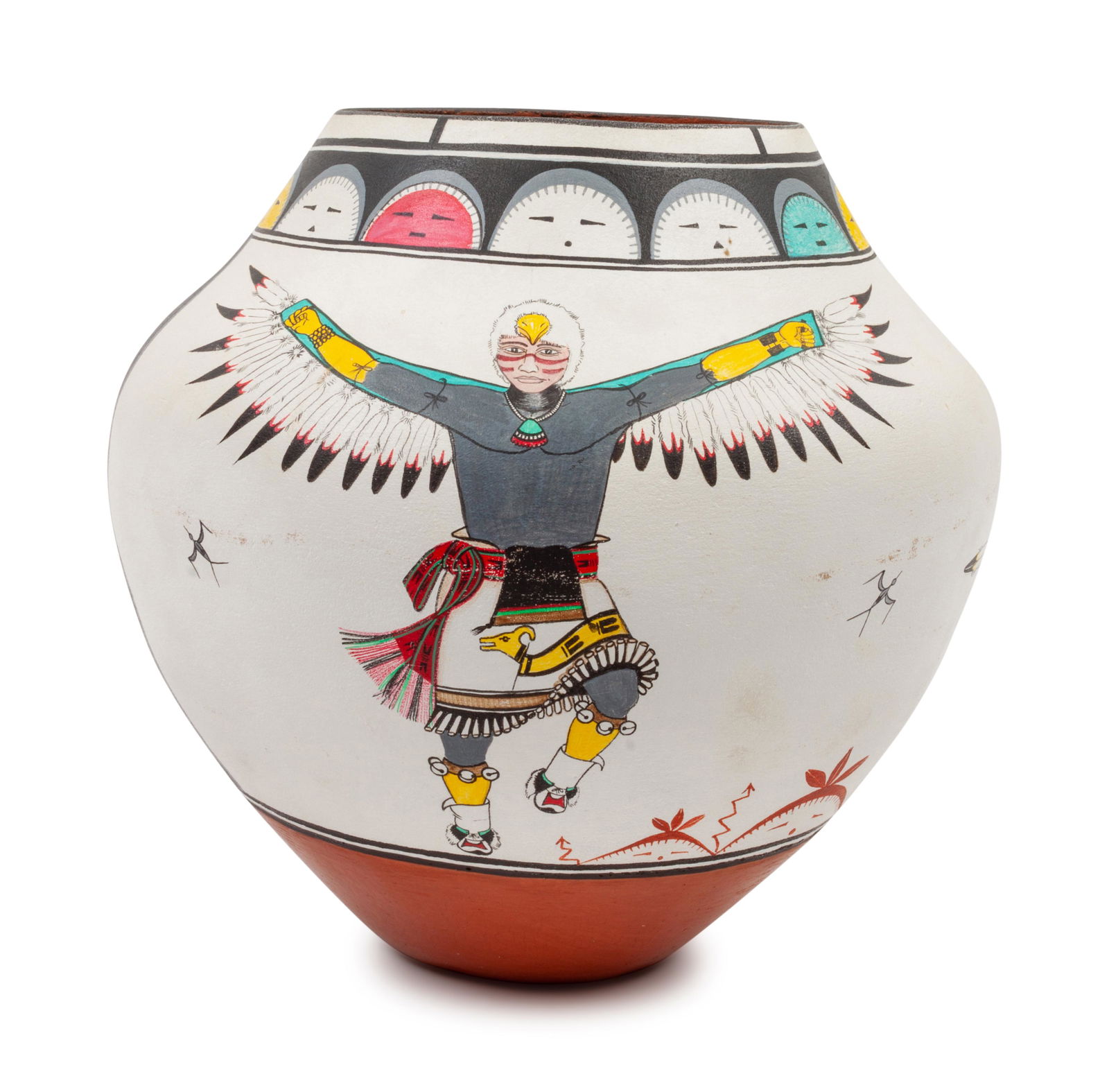 J.D. Medina (ZIA, B. 1935) Polychrome Jar, with Eagle (1 of 3)