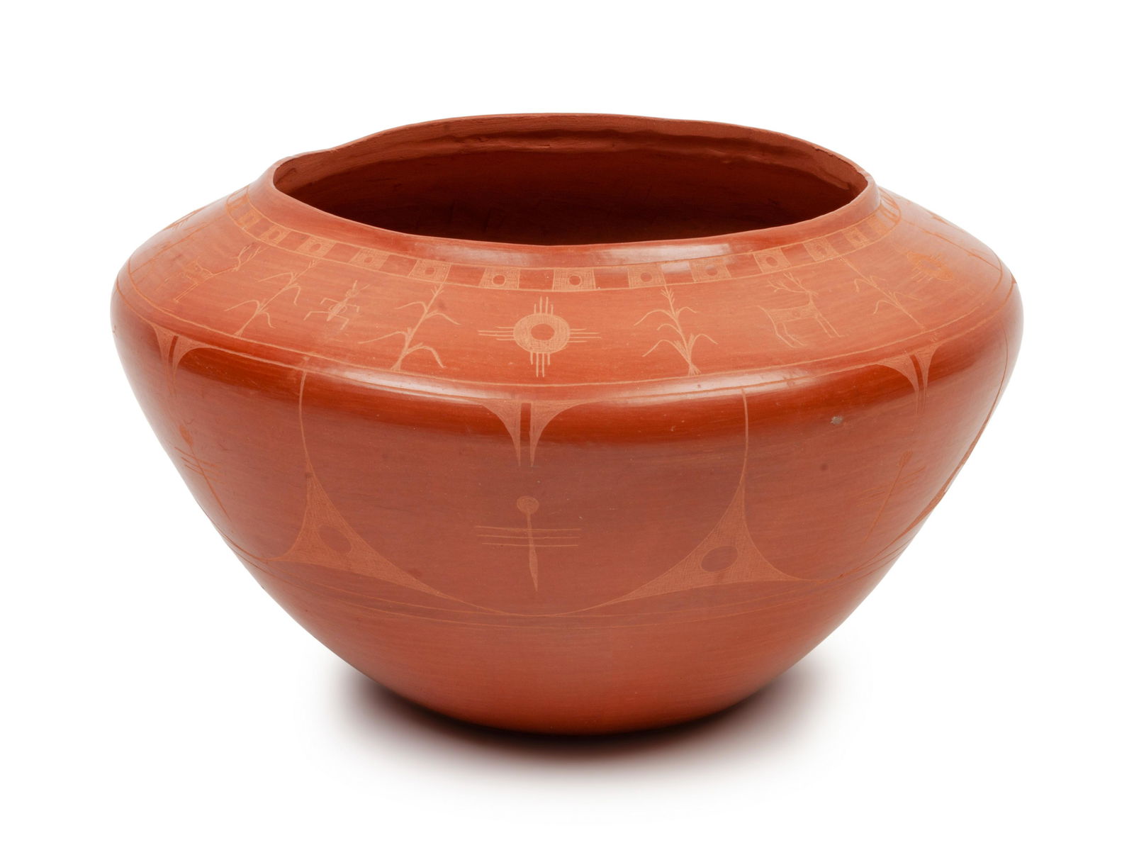 L. Aragon  (ZIA, 20TH CENTURY) Redware Bowl with (1 of 2)
