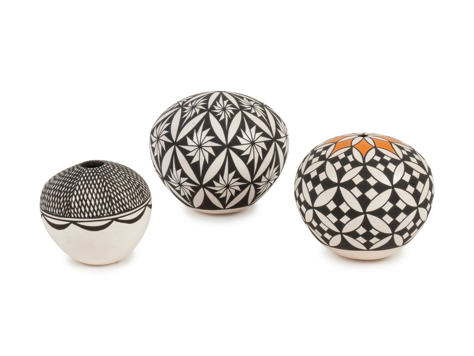 Three Acoma, NM Black and White Seed Jars (1 of 4)